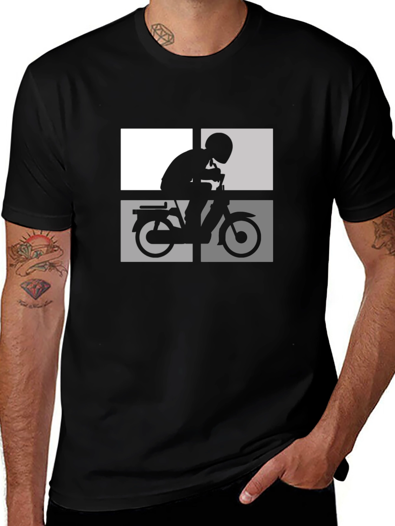 Retro Moped Rider T-Shirt - Classic Design