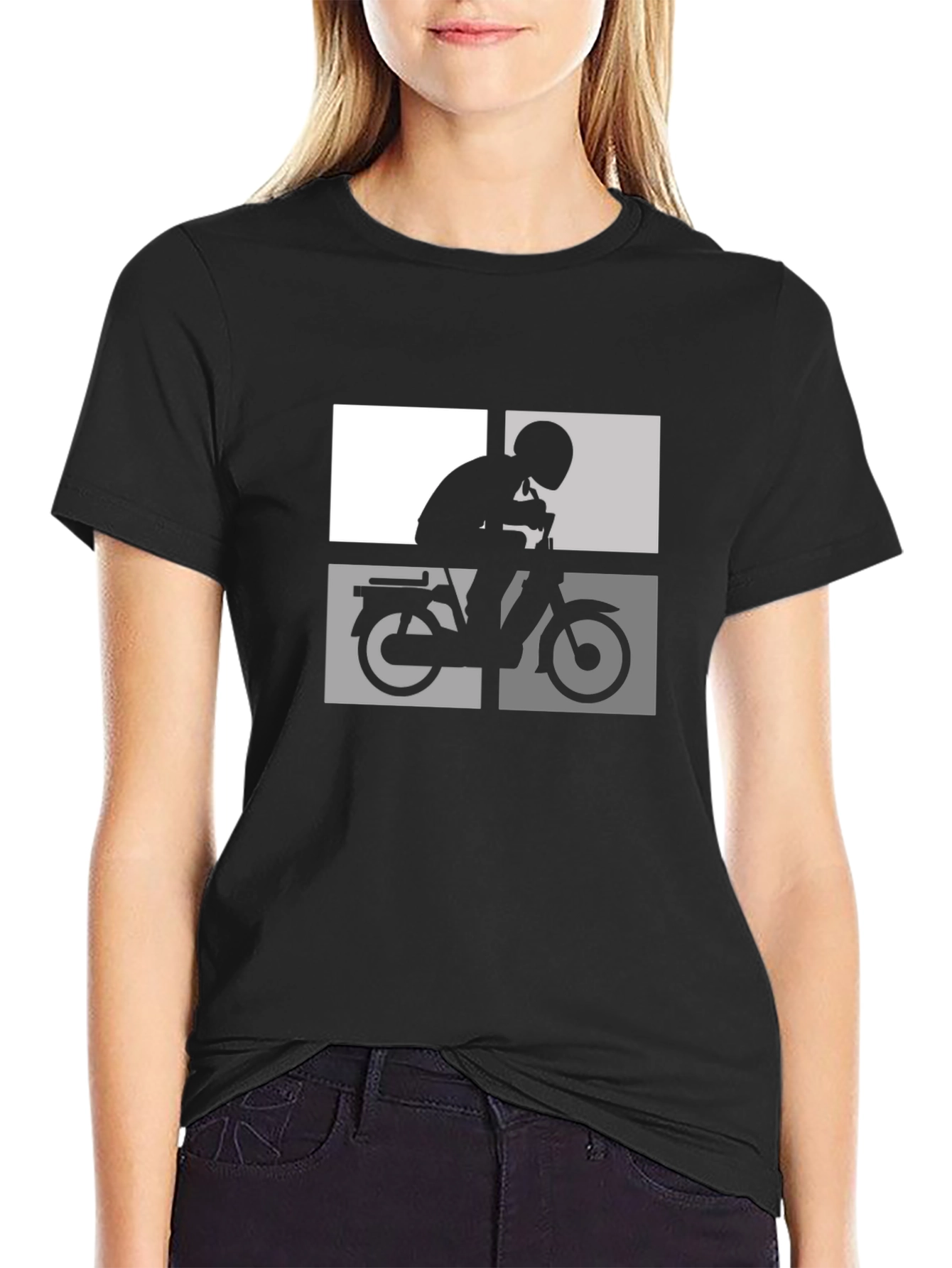 Retro Moped Rider T-Shirt - Classic Design