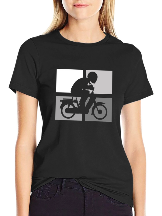 Retro Moped Rider T-Shirt - Classic Design
