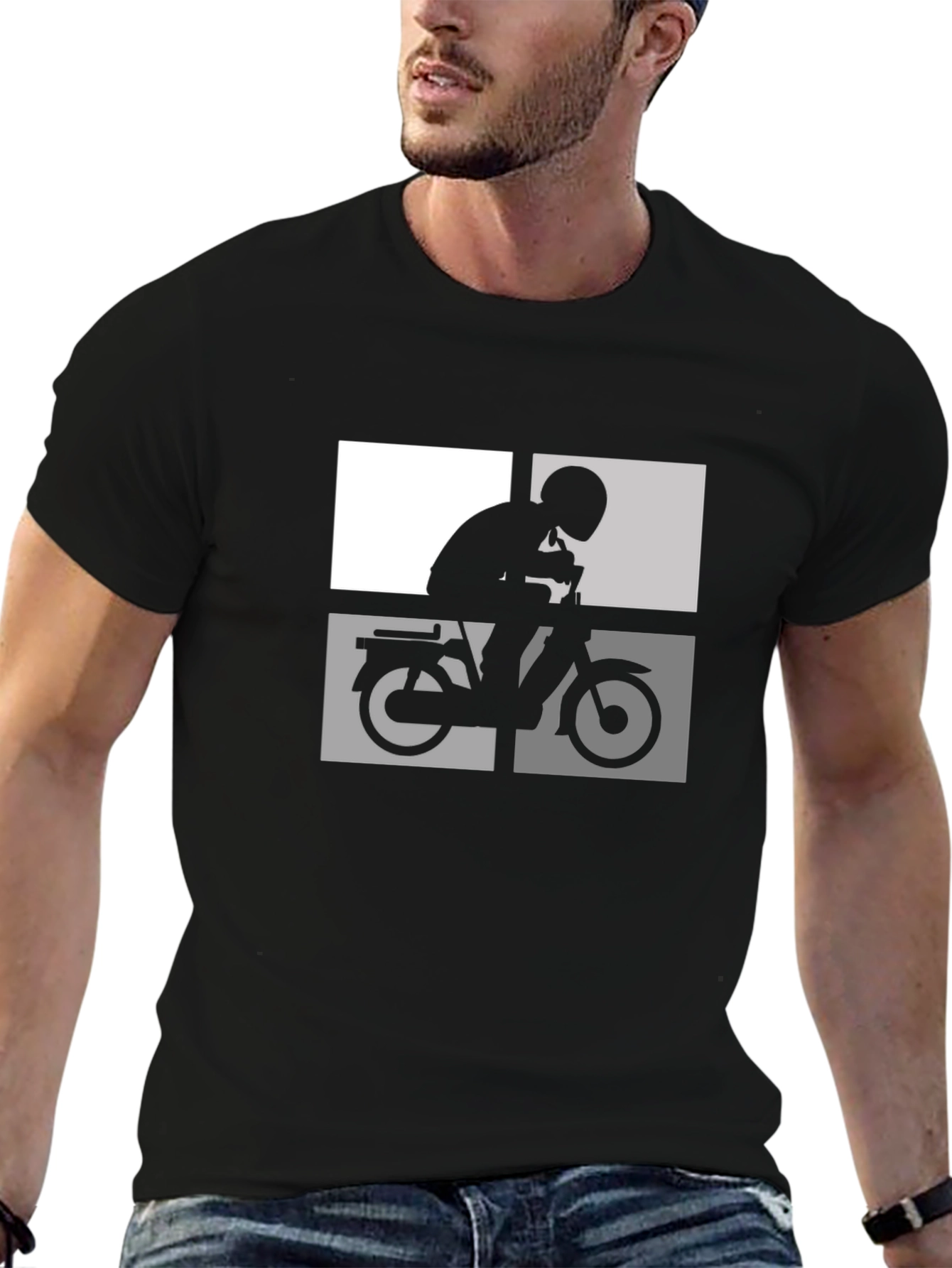 Retro Moped Rider T-Shirt - Classic Design