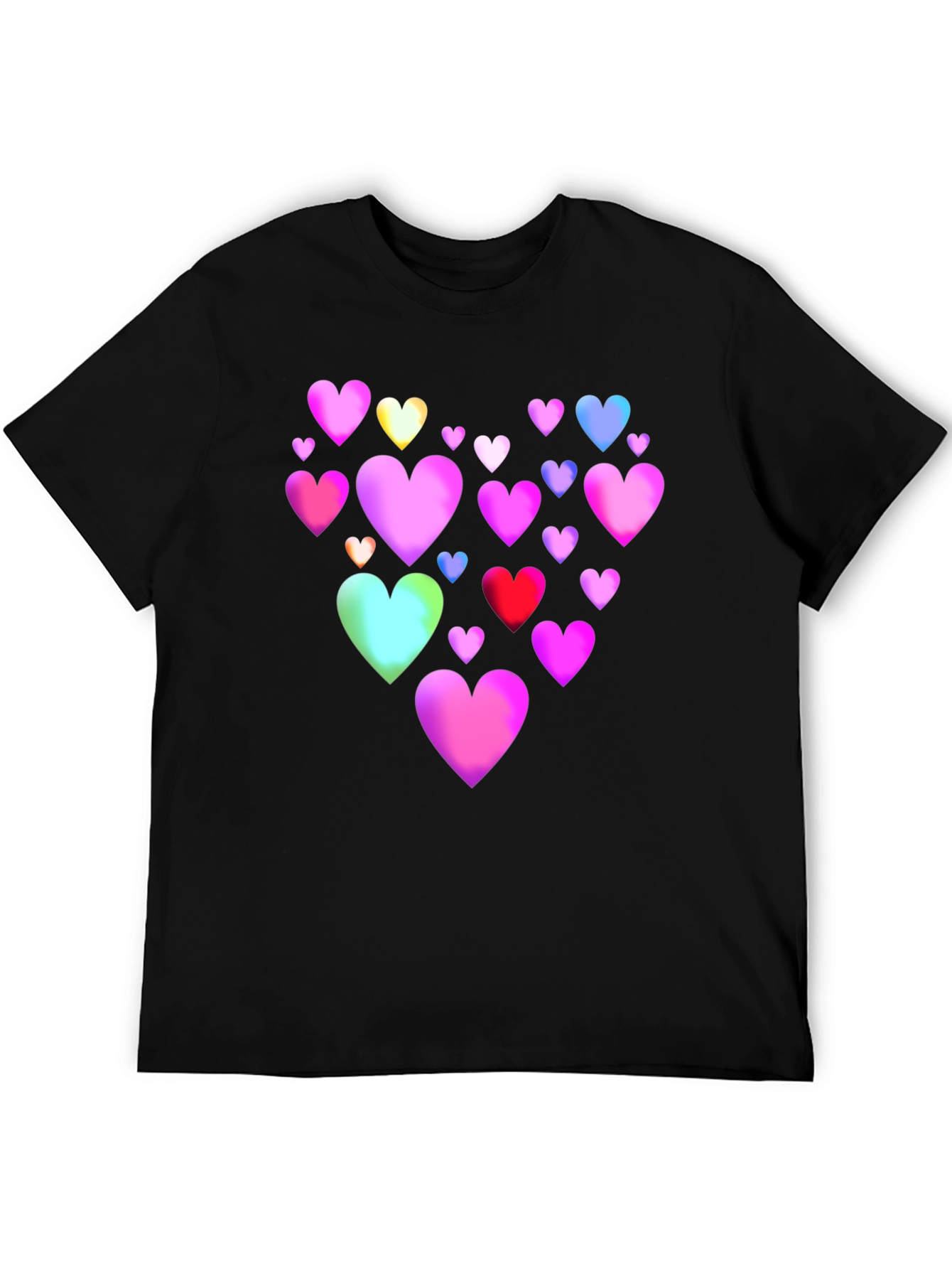 Heart Print Black T-Shirt