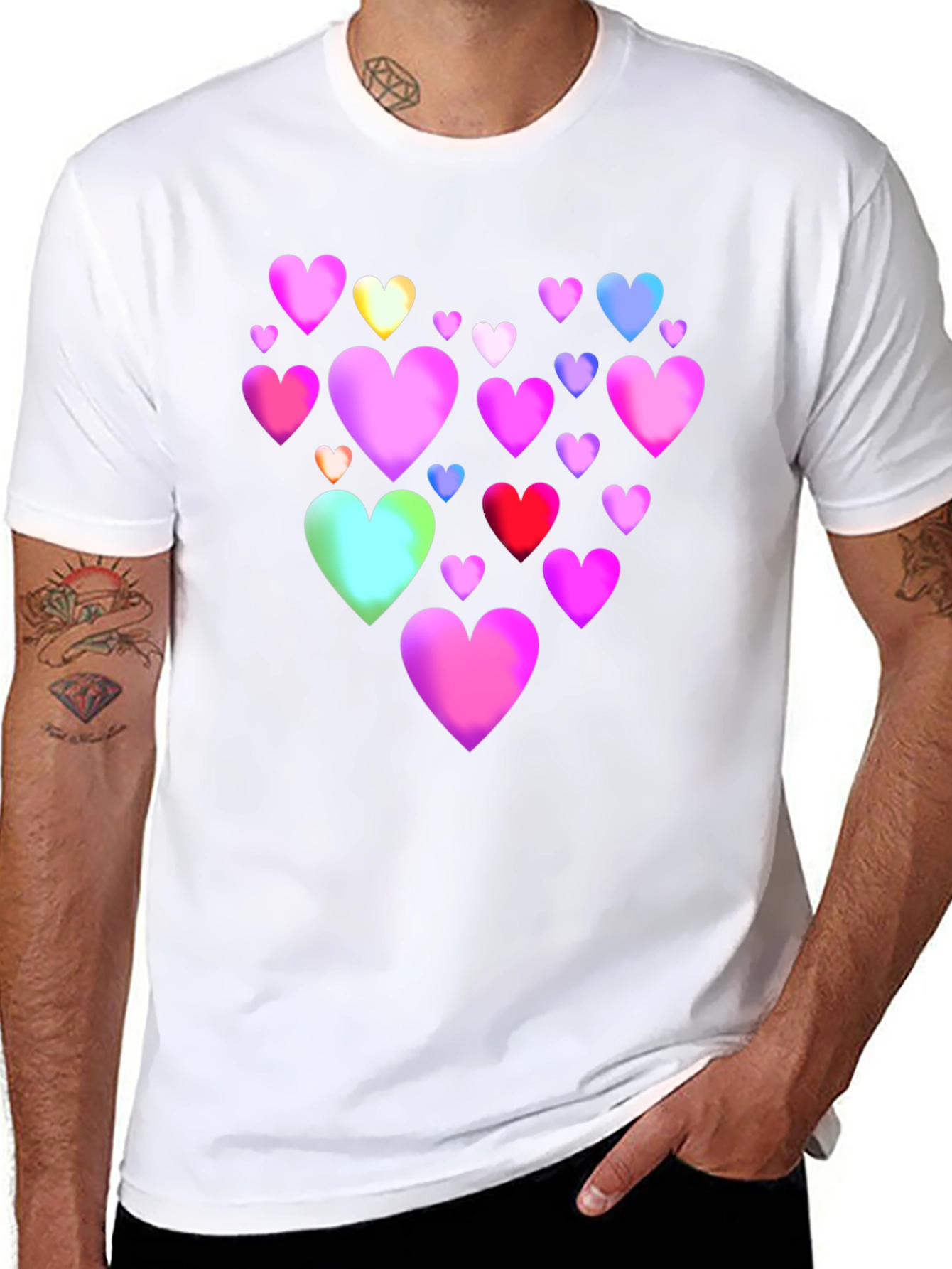 Heart Print Black T-Shirt