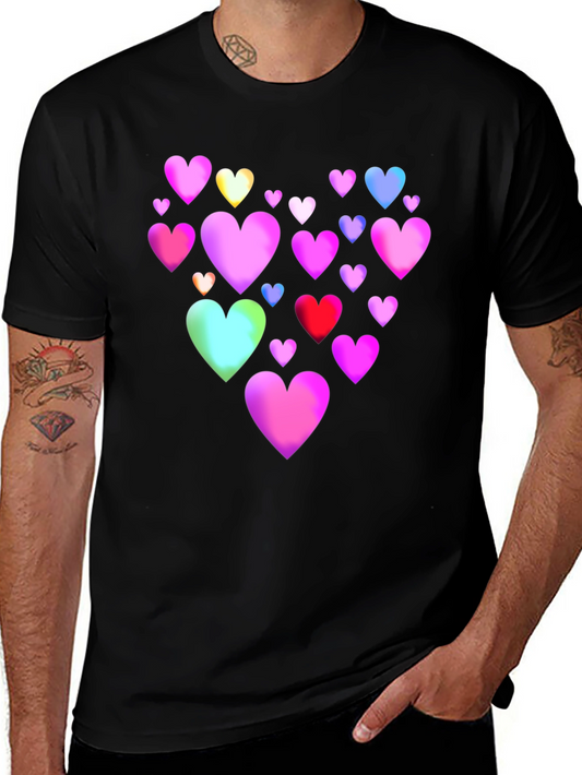 Heart Print Black T-Shirt