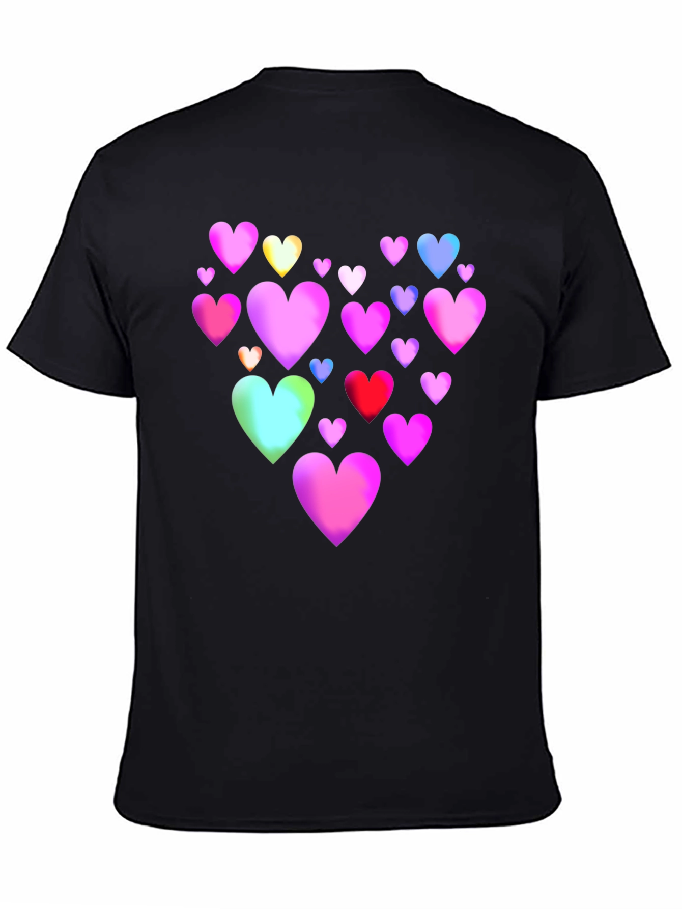 Heart Print Black T-Shirt