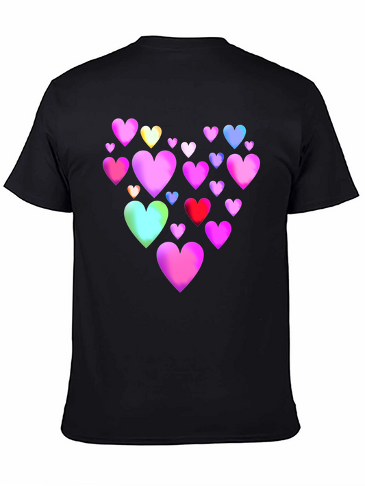 Heart Print Black T-Shirt