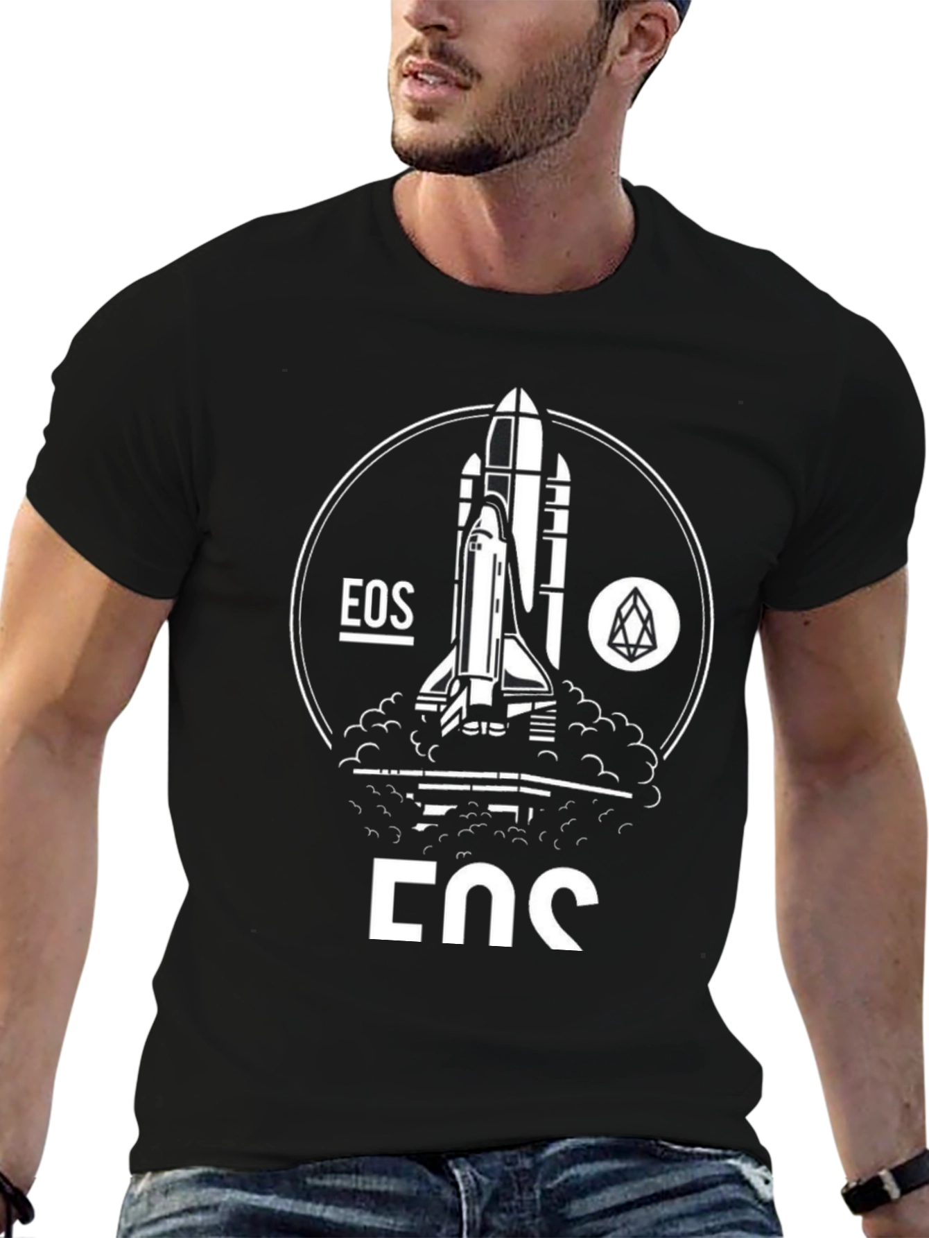 EOS Crypto Rocket T-Shirt - Black Cotton Blend