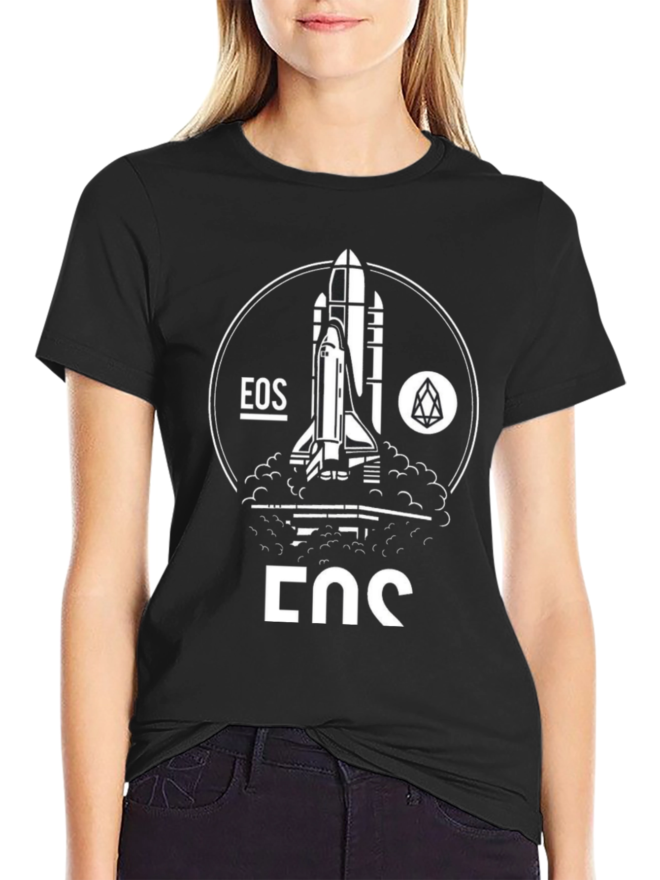 EOS Crypto Rocket T-Shirt - Black Cotton Blend