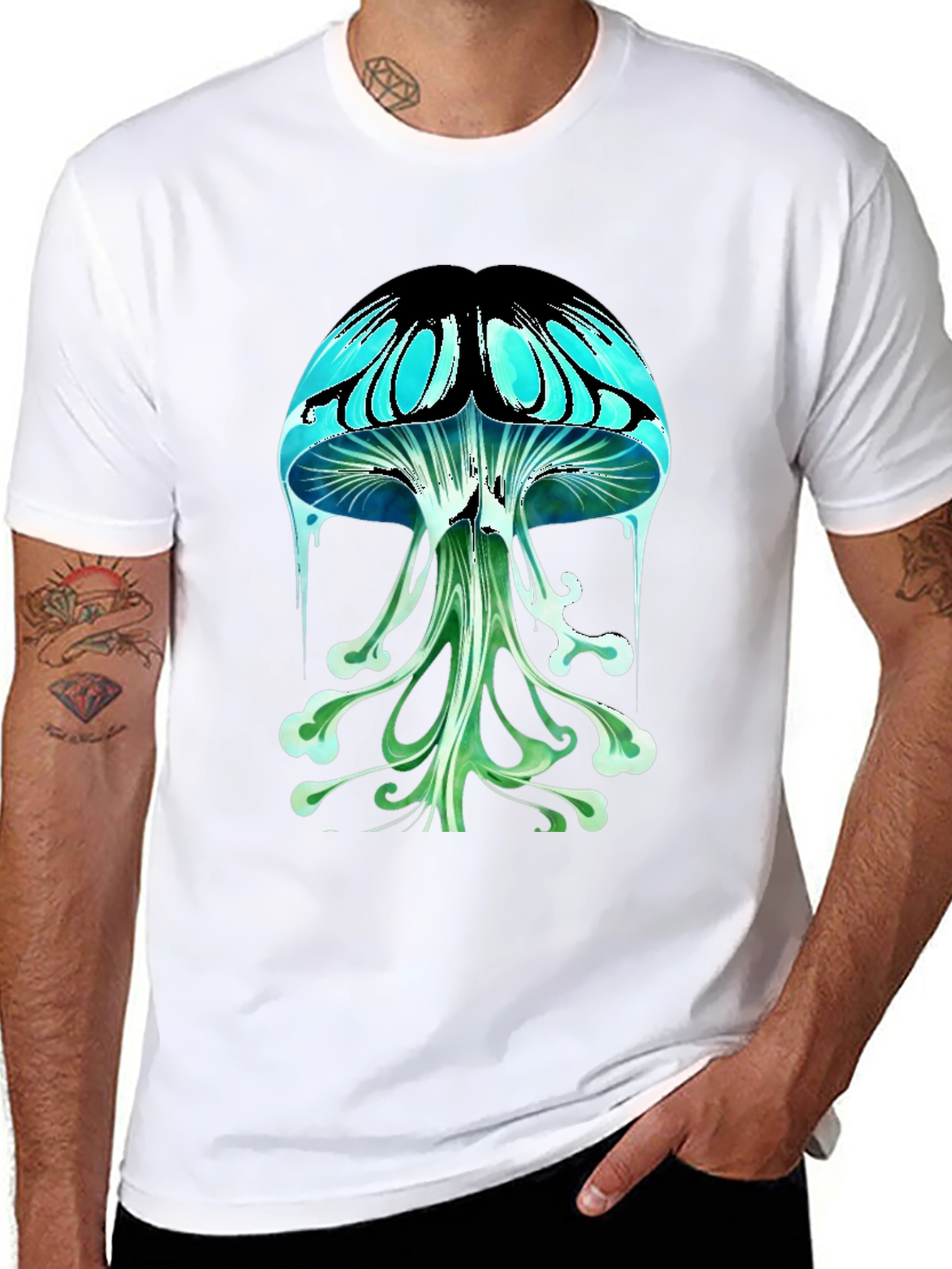 Psychedelic Mushroom Graphic Tee - Black