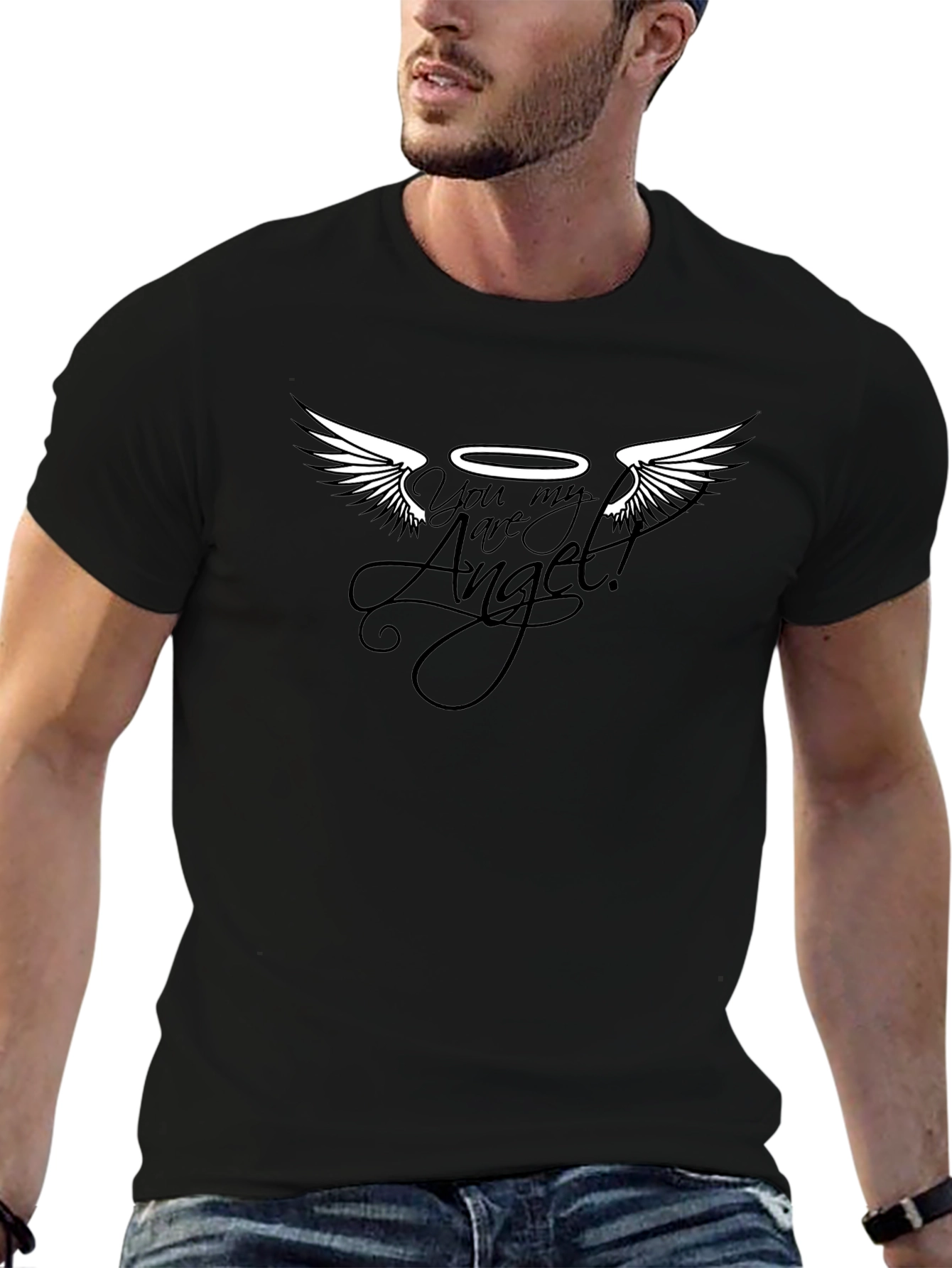 You Are My Angel Black Graphic T-Shirt