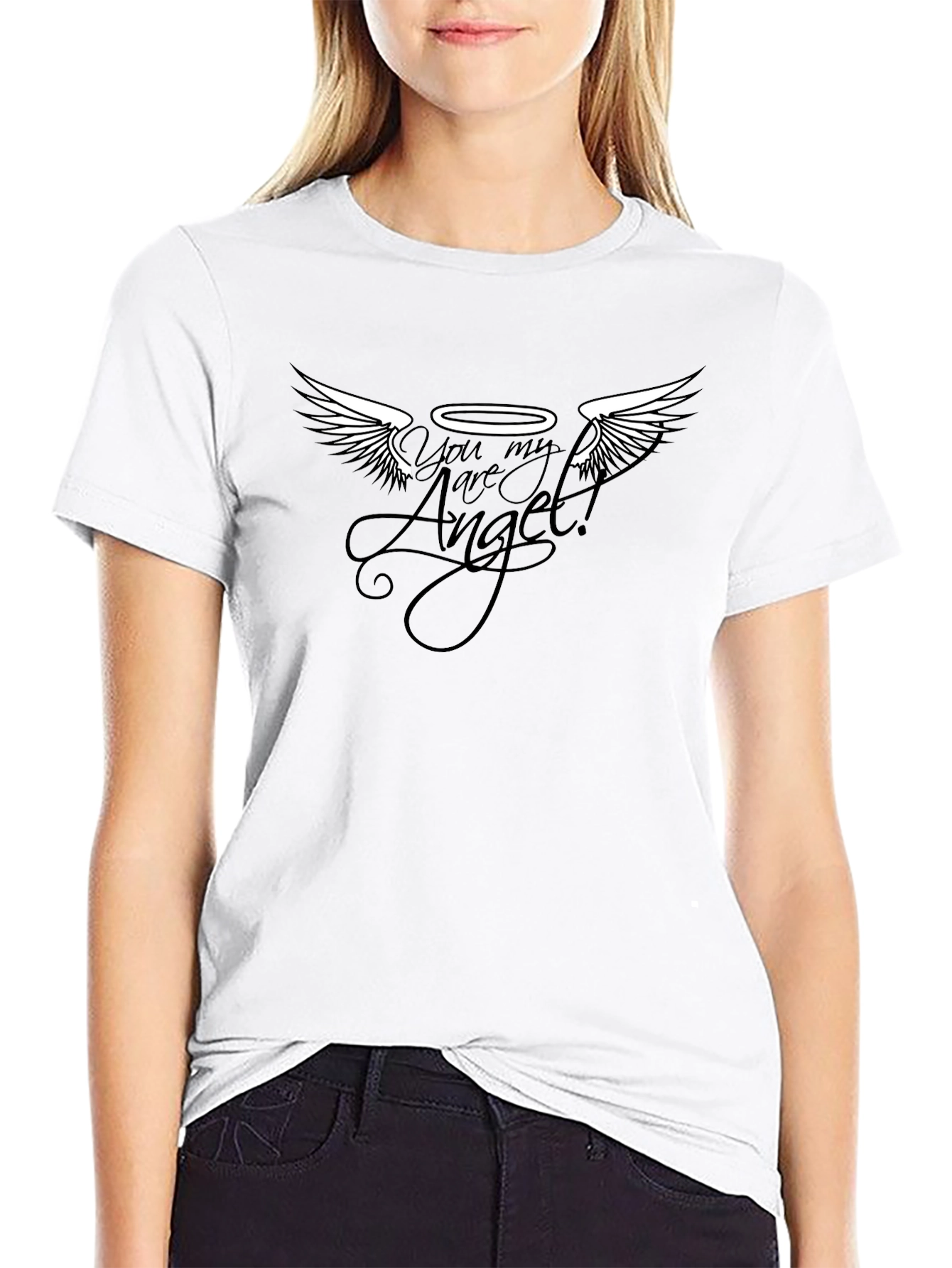 You Are My Angel Black Graphic T-Shirt