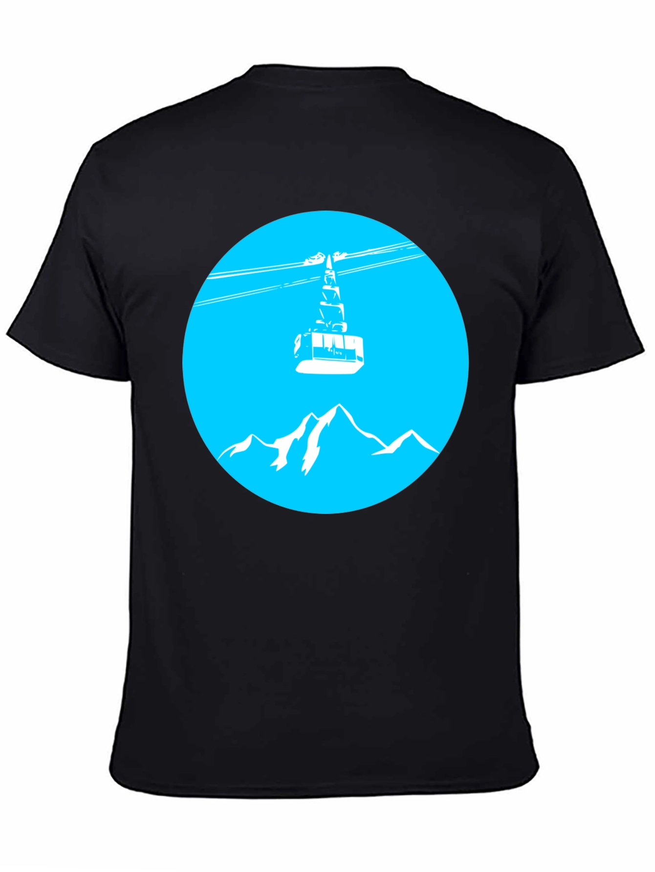 Mountain Gondola Graphic Tee - Black Cotton T-Shirt