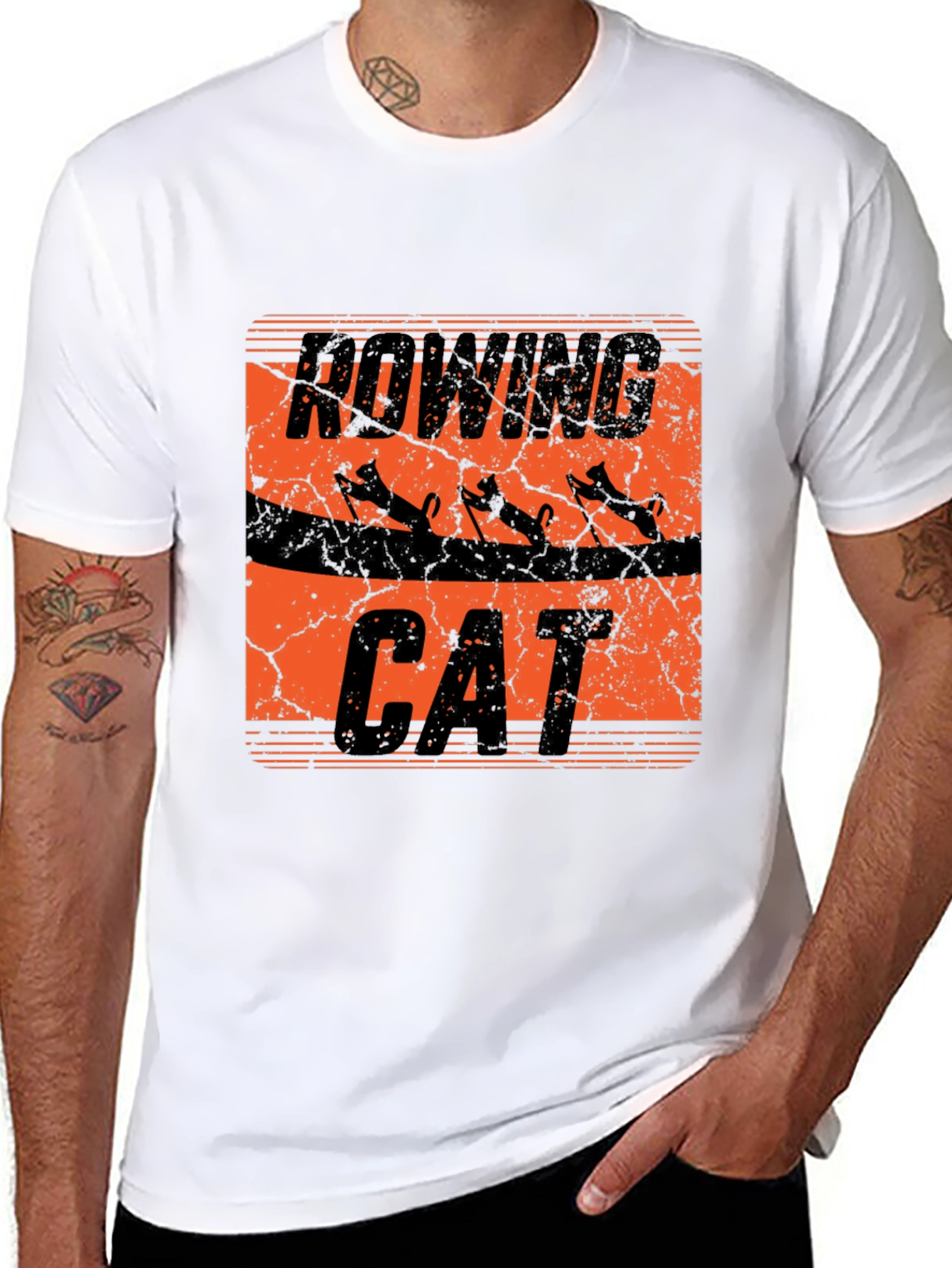 Rowing Cat T-Shirt - Unique Graphic Tee