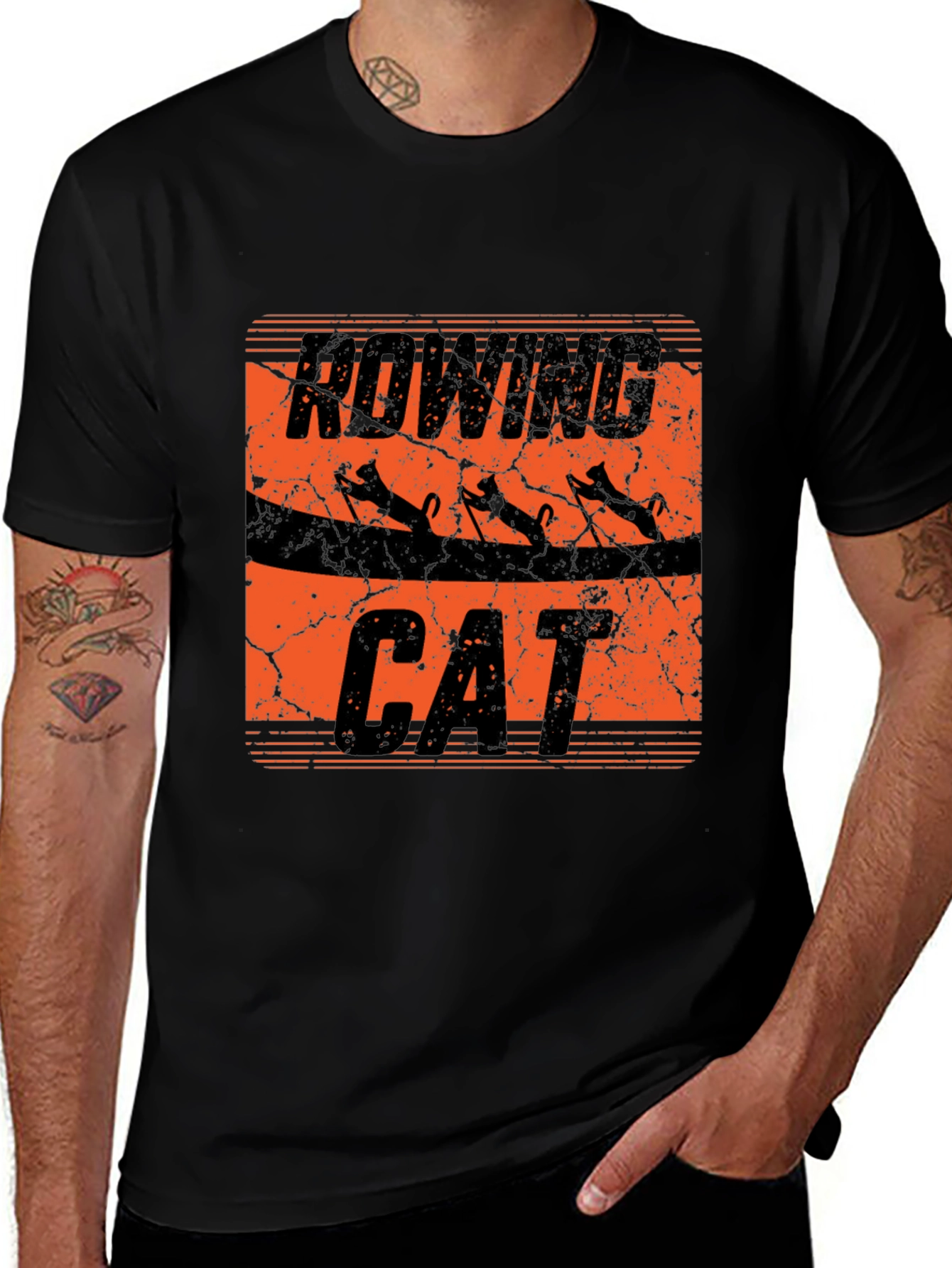 Rowing Cat T-Shirt - Unique Graphic Tee
