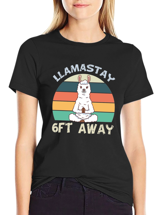 Llamastay 6ft Away T-Shirt Black