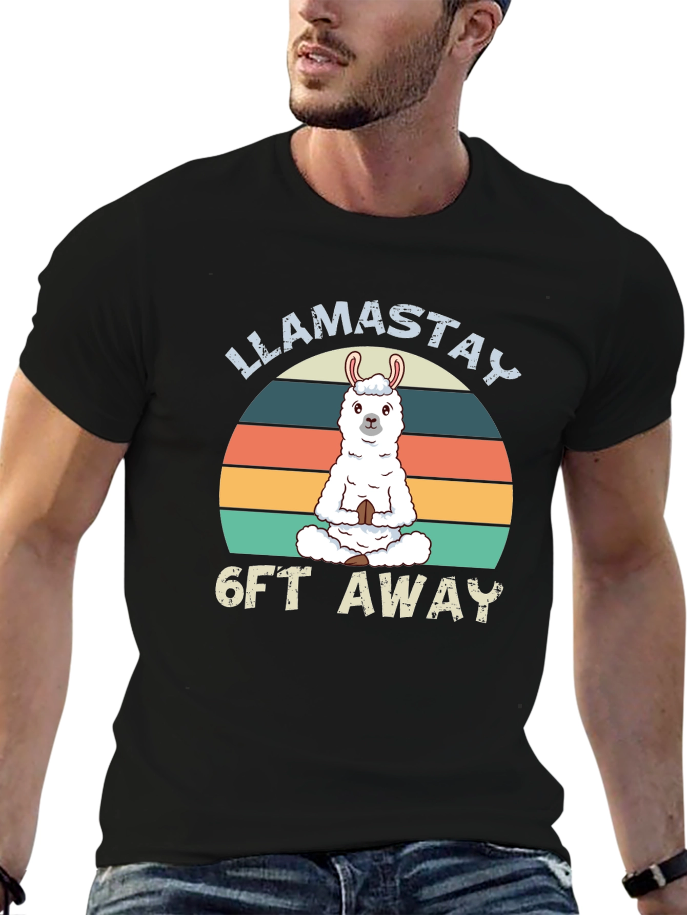 Llamastay 6ft Away T-Shirt Black