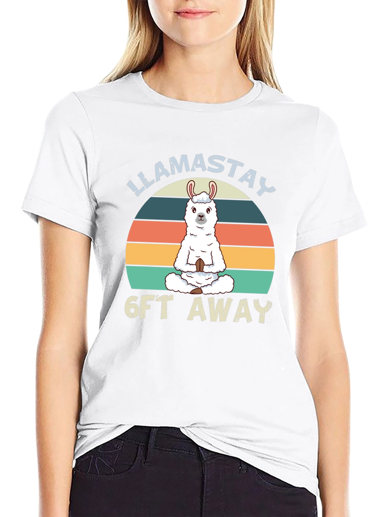 Llamastay 6ft Away T-Shirt Black