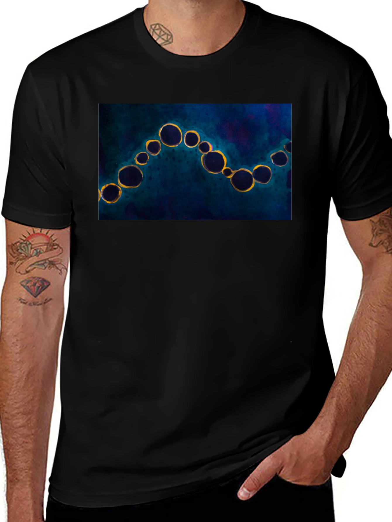 Abstract Bubbles Black T-Shirt