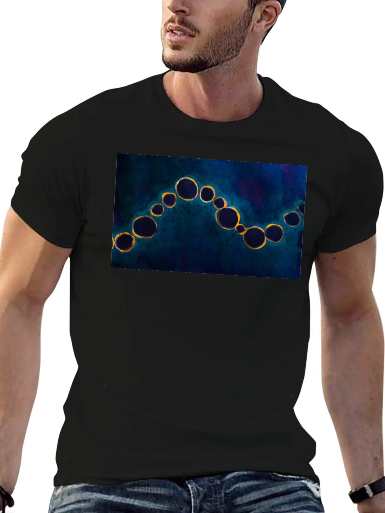 Abstract Bubbles Black T-Shirt
