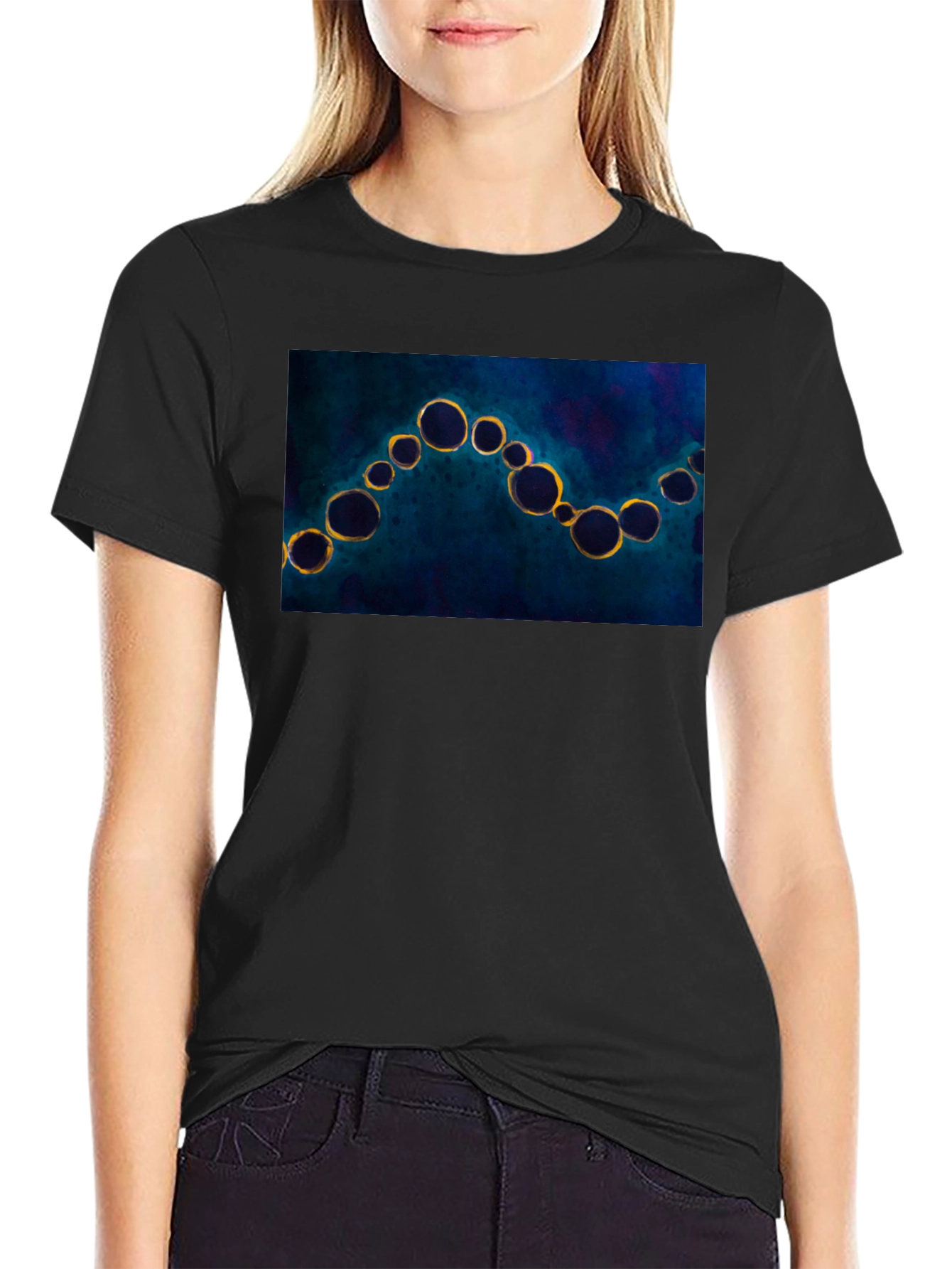 Abstract Bubbles Black T-Shirt