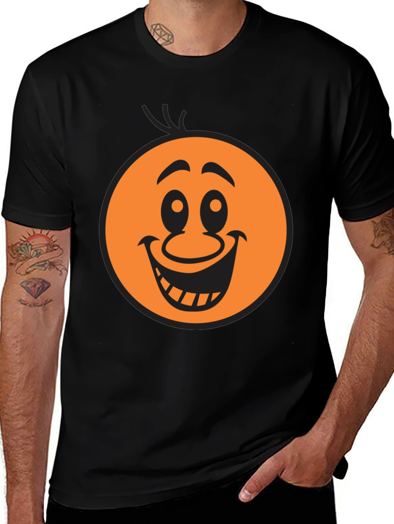 Funny Smiley Face Graphic Black T-Shirt