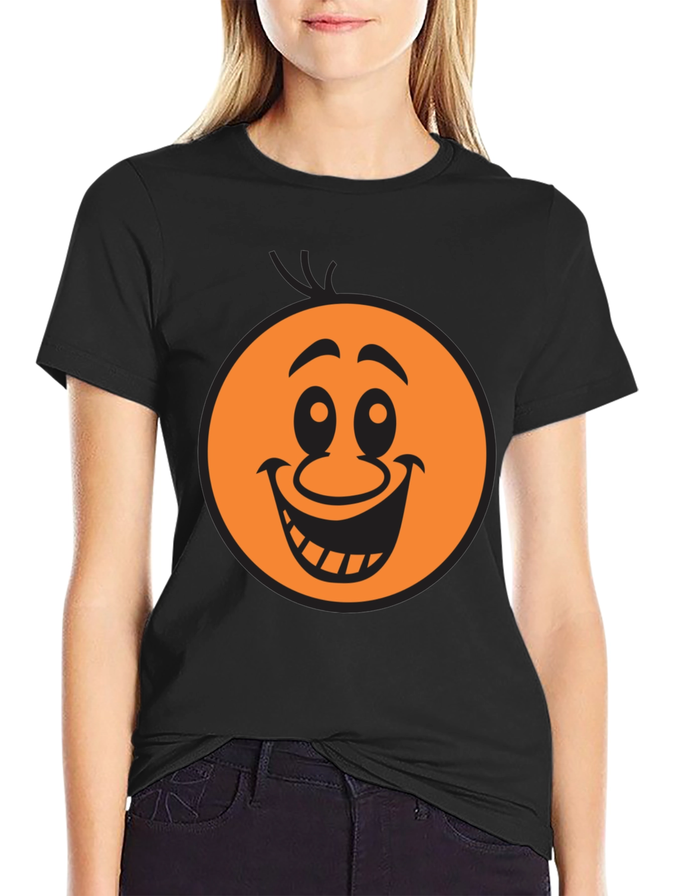 Funny Smiley Face Graphic Black T-Shirt