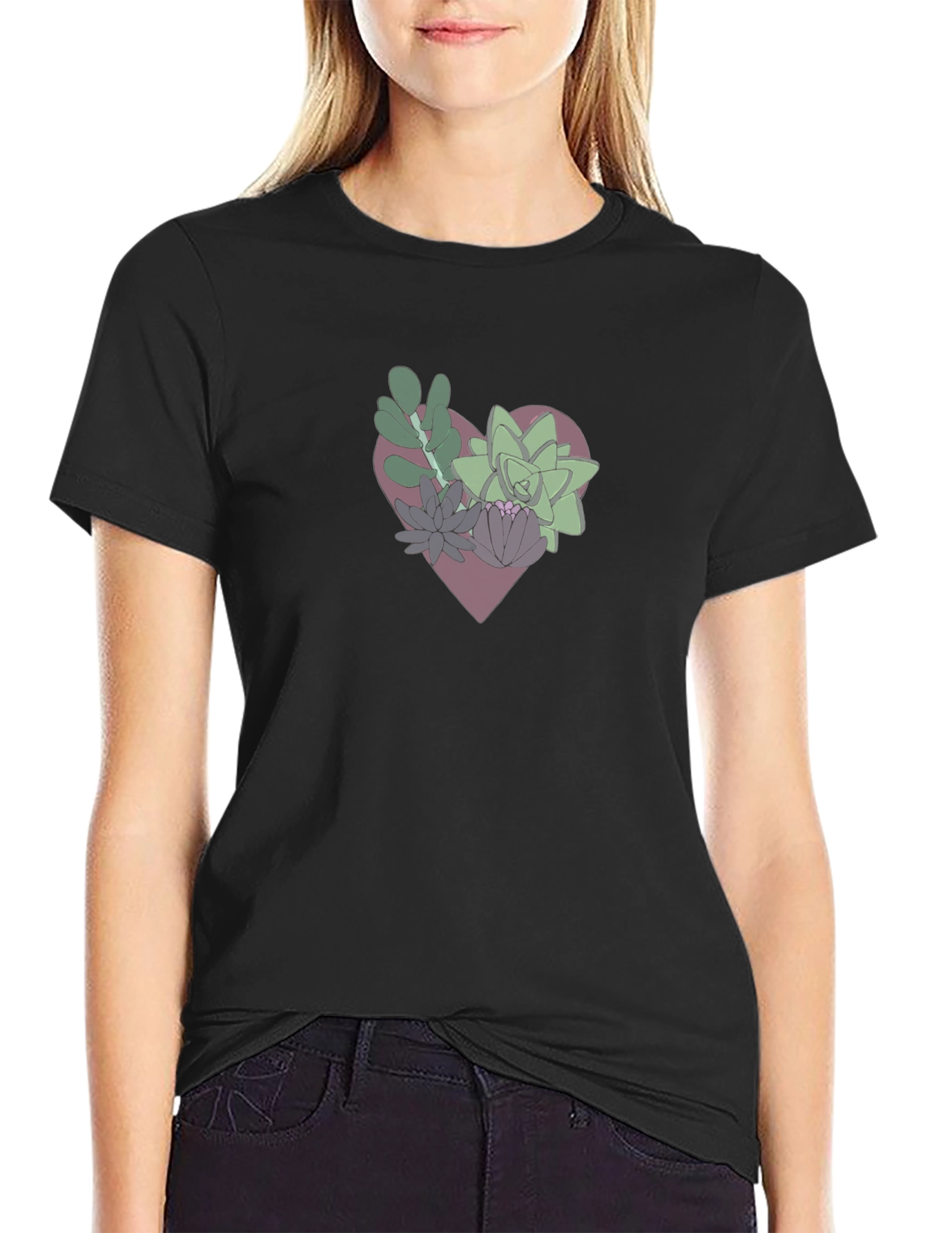 Heart of Succulents Graphic Tee - Black