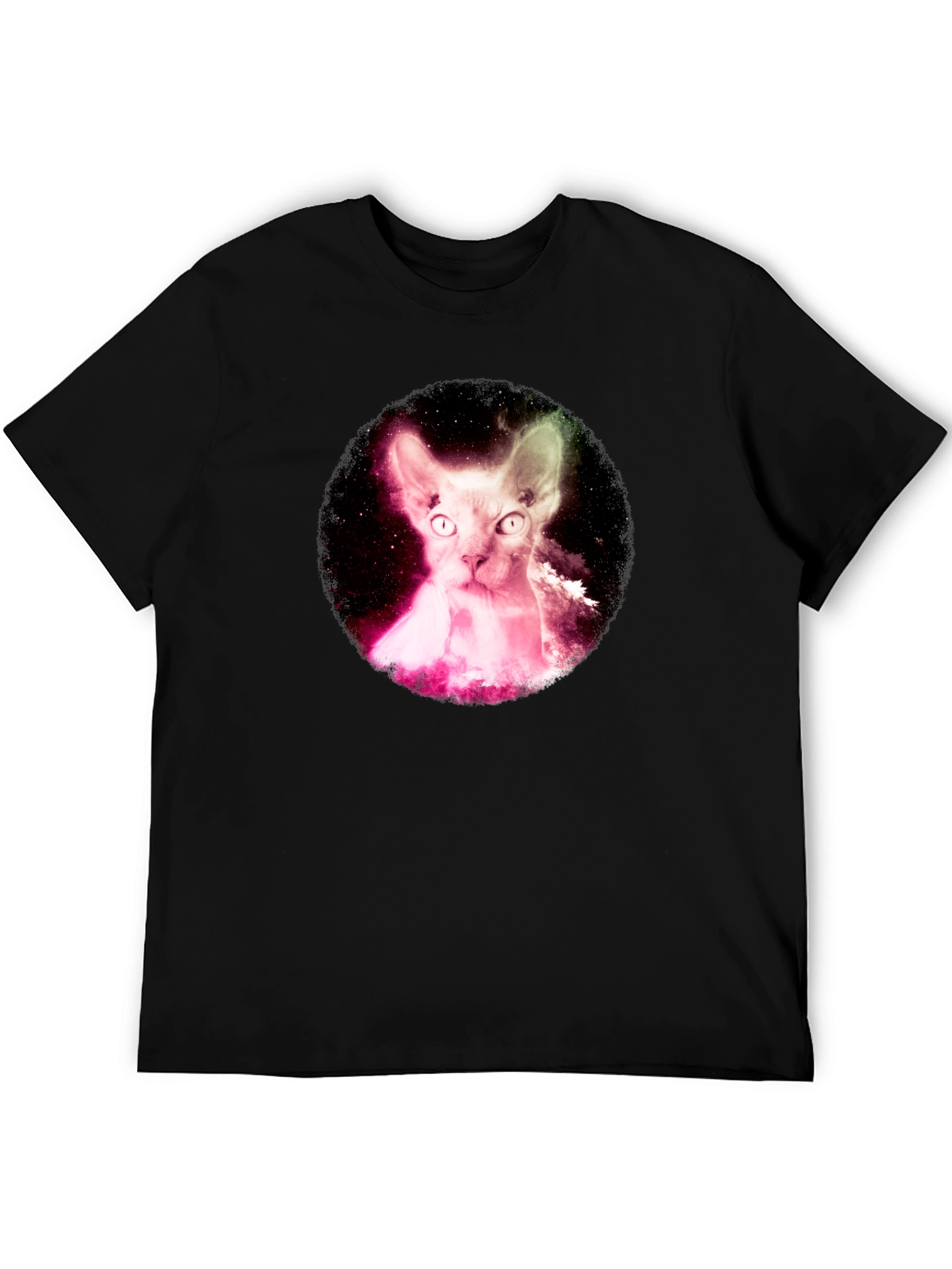 Cosmic Sphynx Cat Black T-Shirt