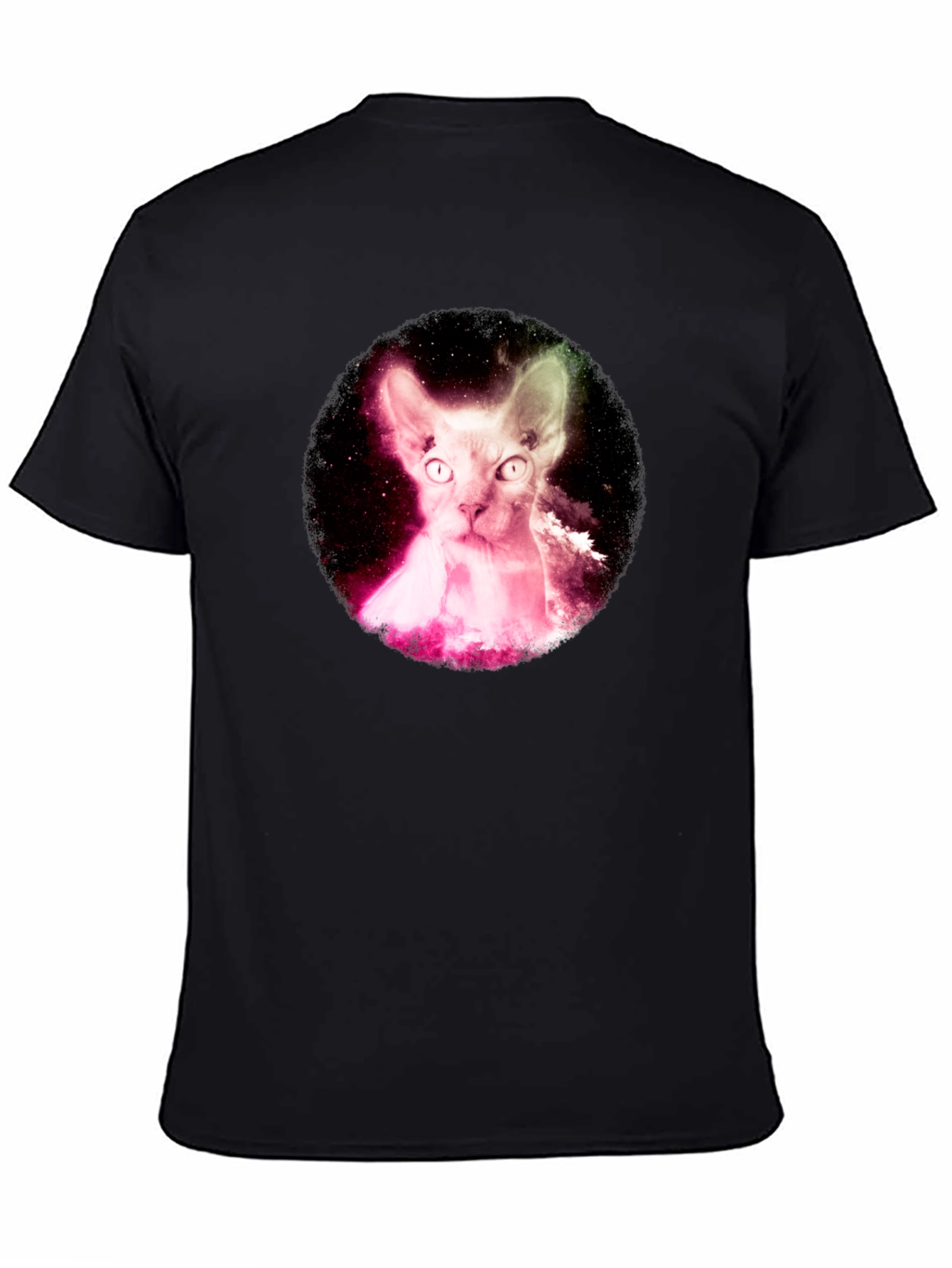 Cosmic Sphynx Cat Black T-Shirt