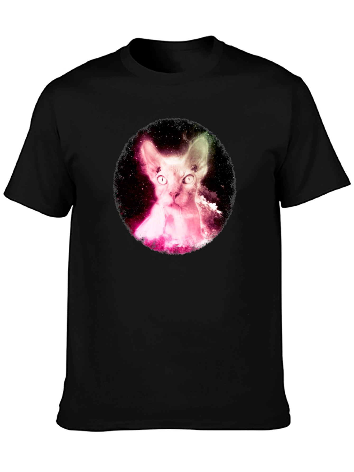 Cosmic Sphynx Cat Black T-Shirt