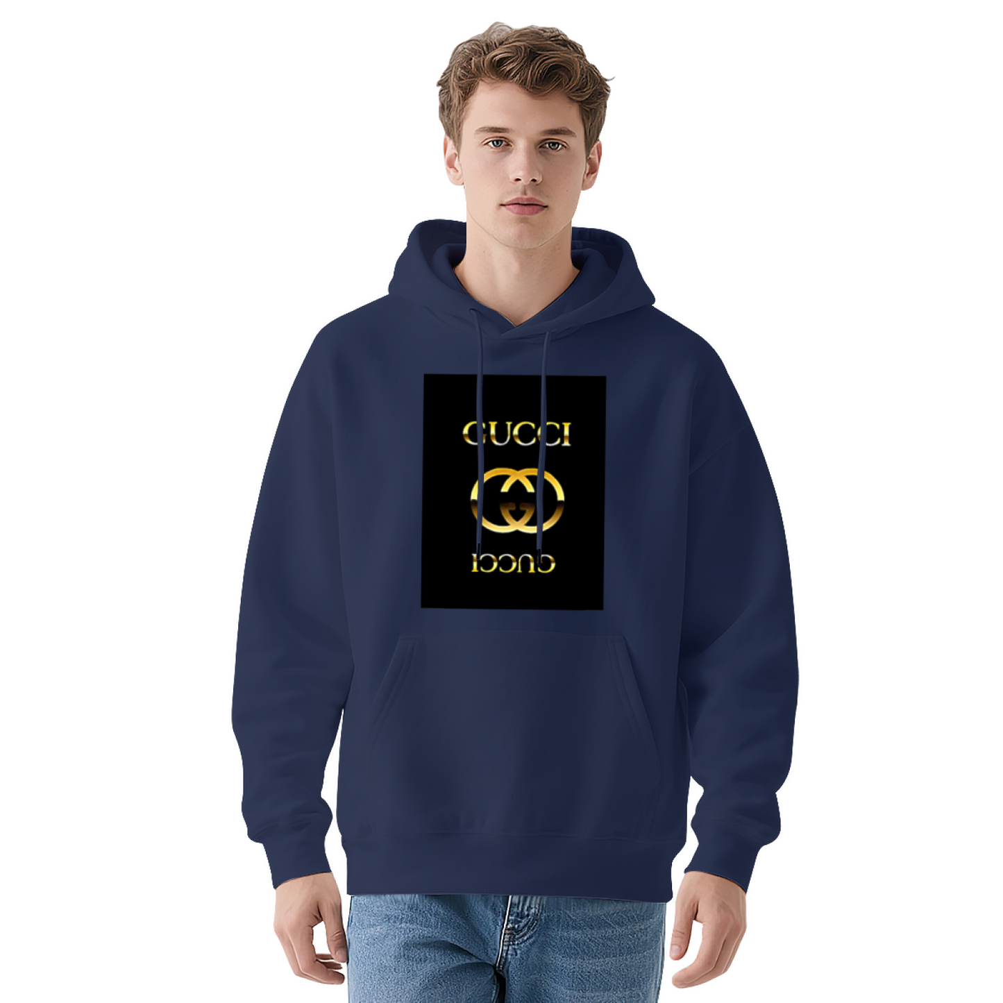 Luxury Gold Double GG Logo Black Men¡¯s Hoodie
