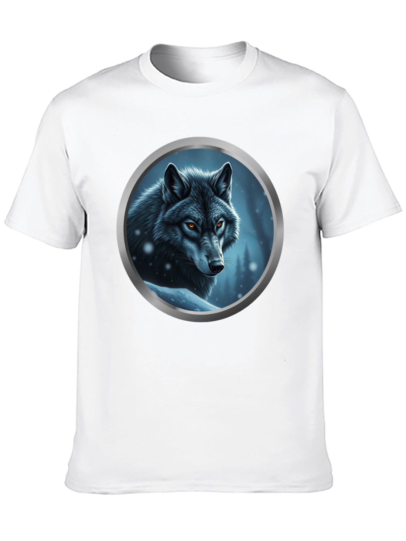Wolf Portrait Graphic Tee - Black Cotton Blend