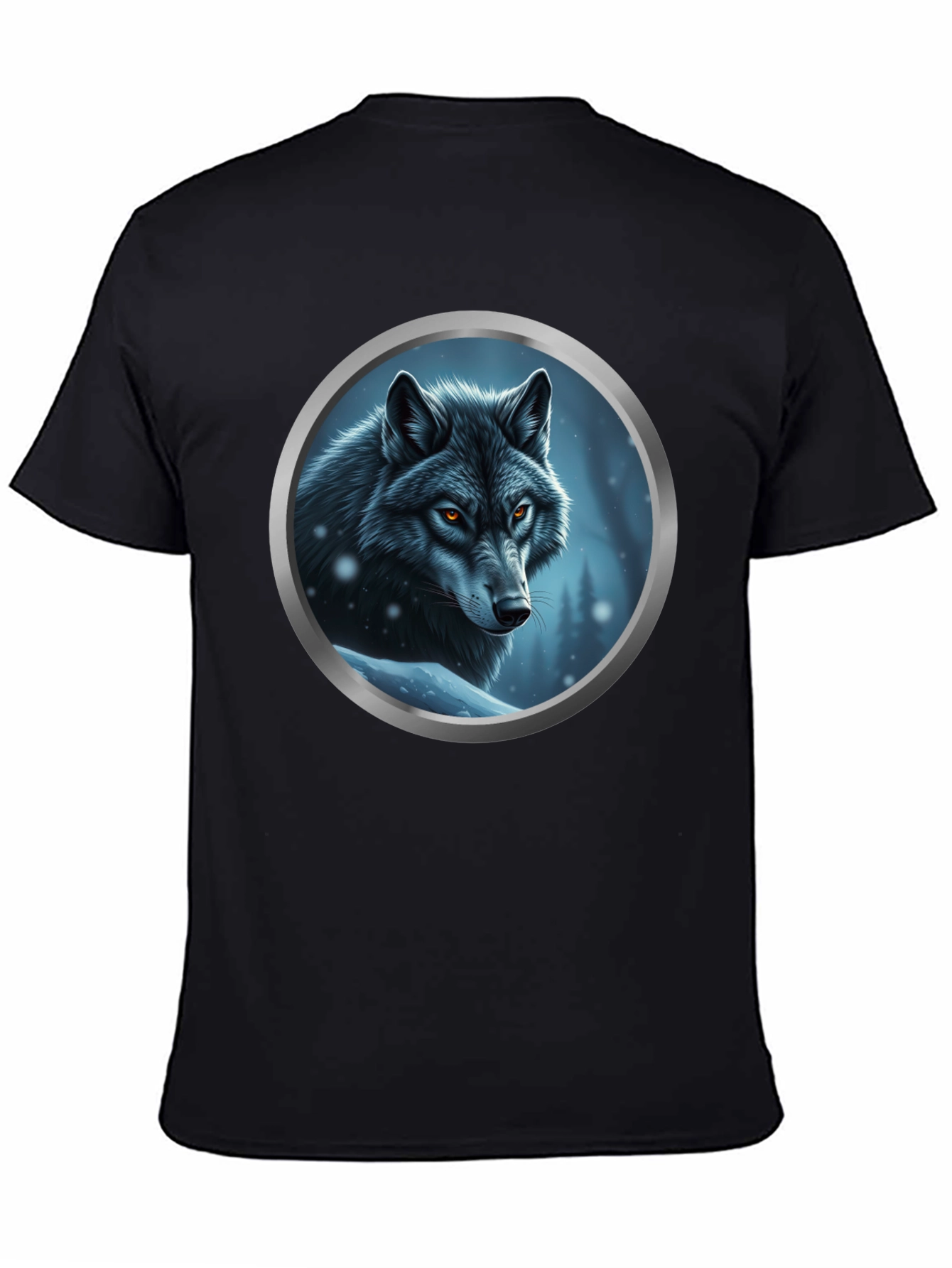 Wolf Portrait Graphic Tee - Black Cotton Blend
