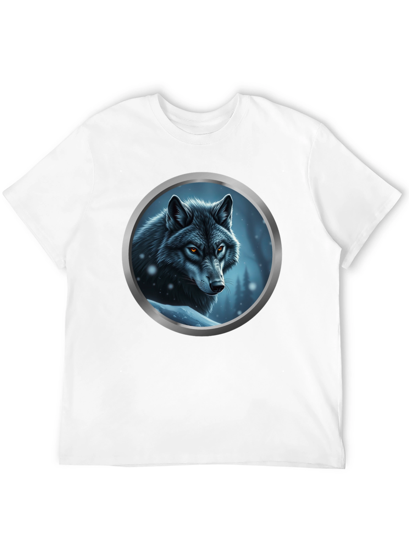 Wolf Portrait Graphic Tee - Black Cotton Blend