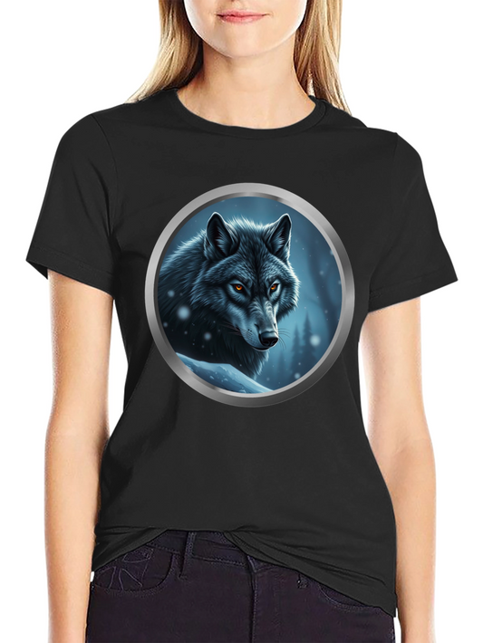 Wolf Portrait Graphic Tee - Black Cotton Blend