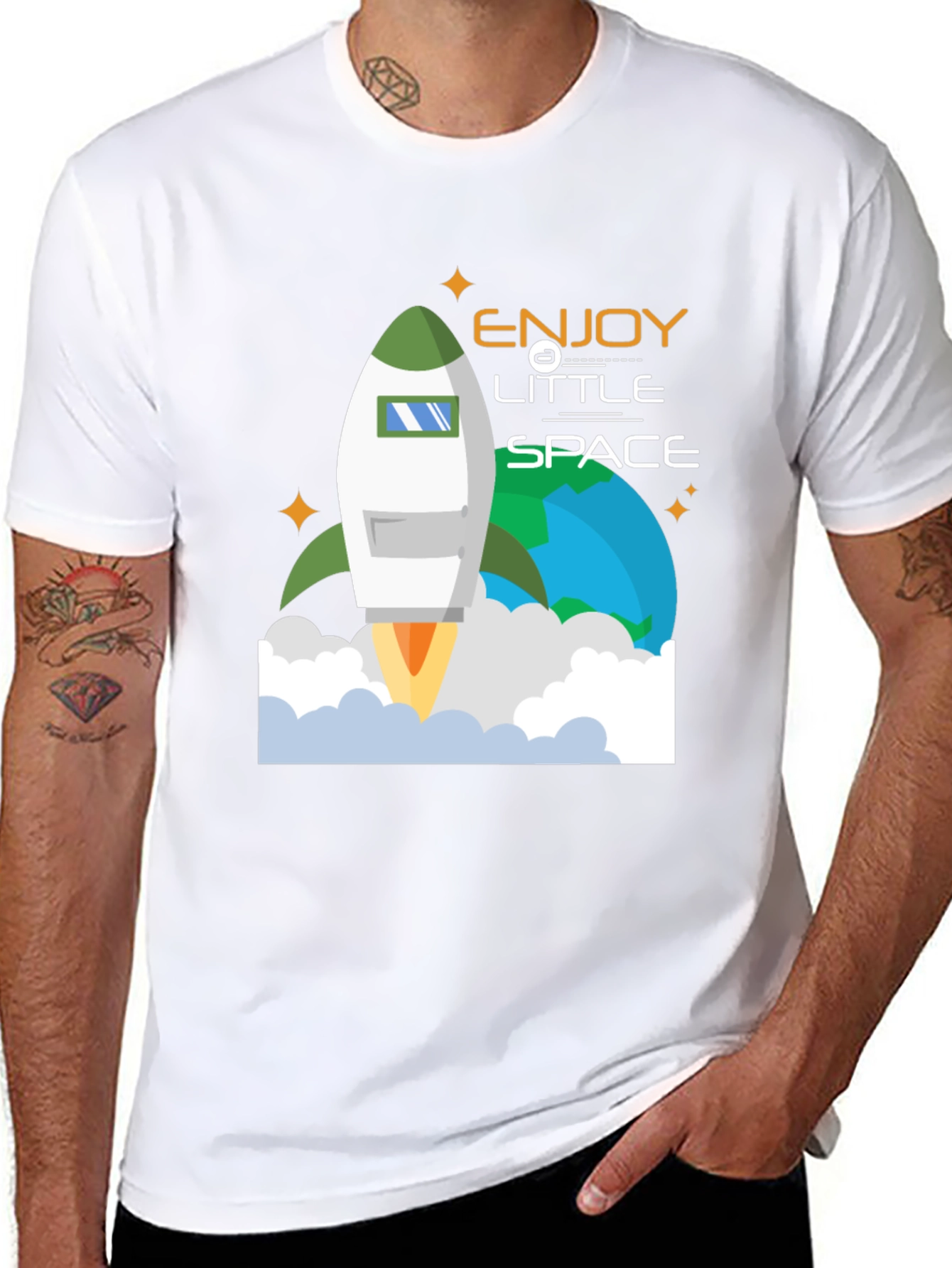 Enjoy Little Space T-Shirt | Rocket Launch Graphic Tee