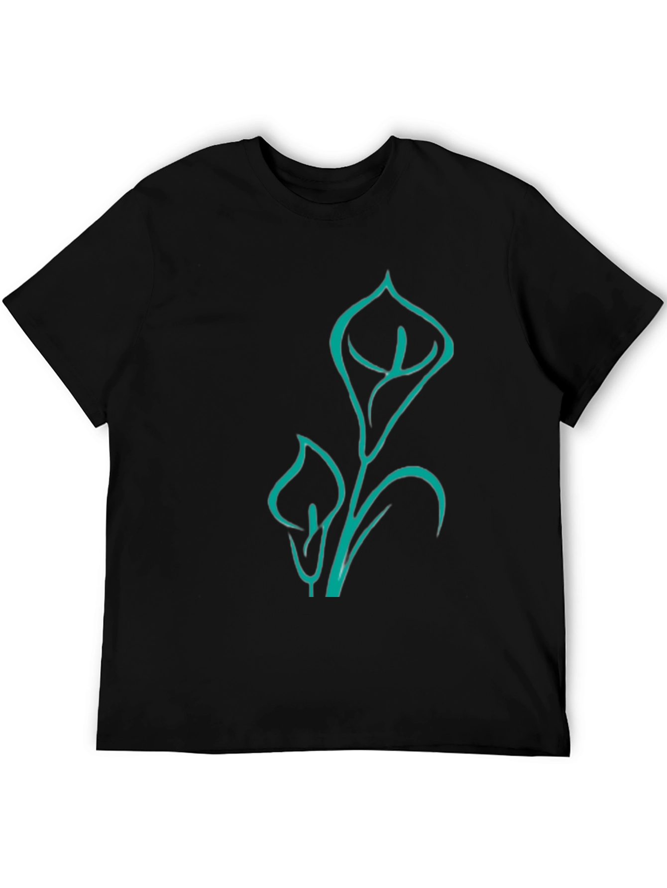Modern Lily Graphic Tee - Black Cotton Blend
