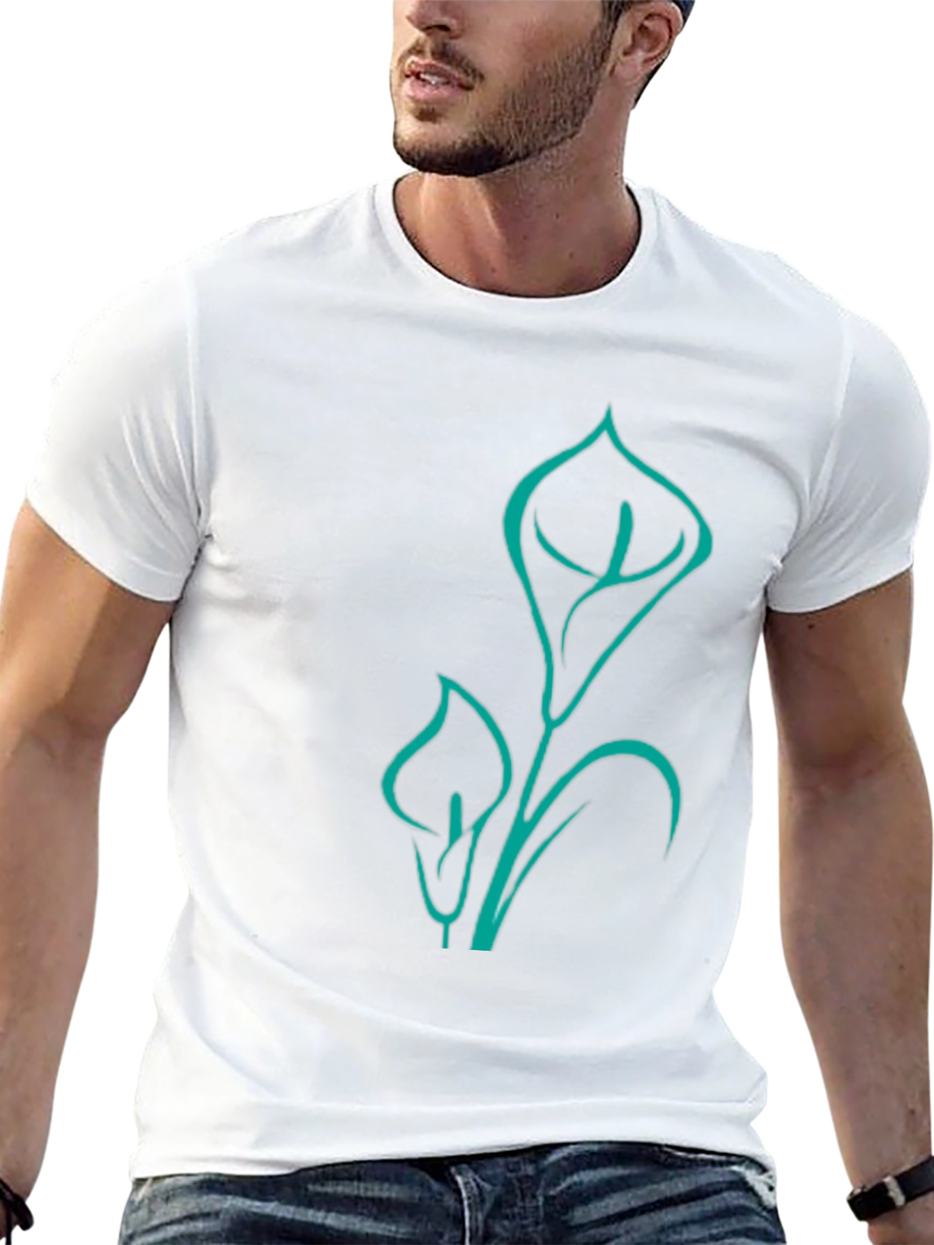 Modern Lily Graphic Tee - Black Cotton Blend