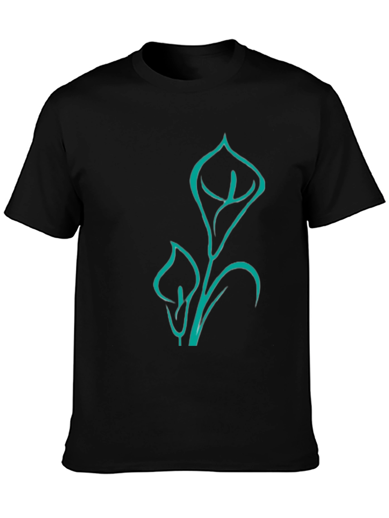 Modern Lily Graphic Tee - Black Cotton Blend