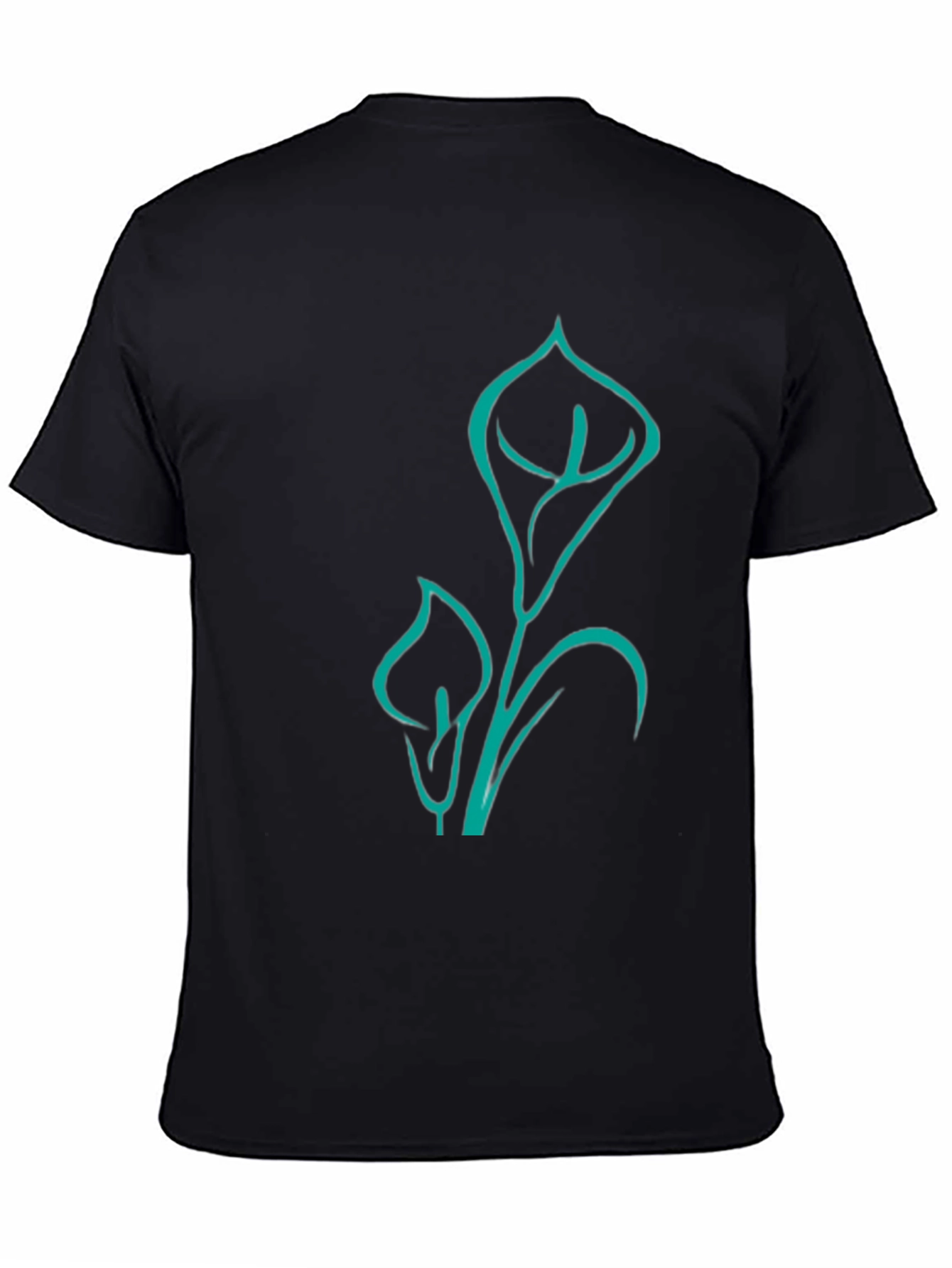 Modern Lily Graphic Tee - Black Cotton Blend