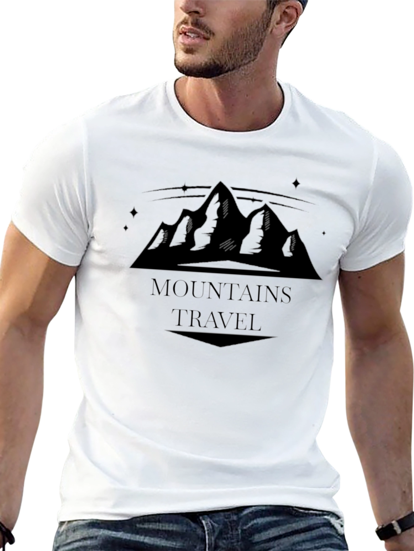 Mountains Travel Black Graphic T-Shirt