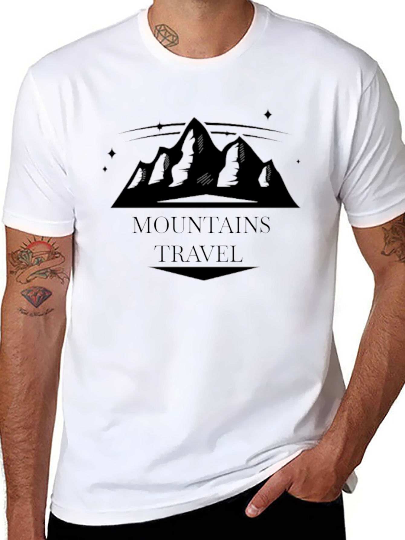 Mountains Travel Black Graphic T-Shirt