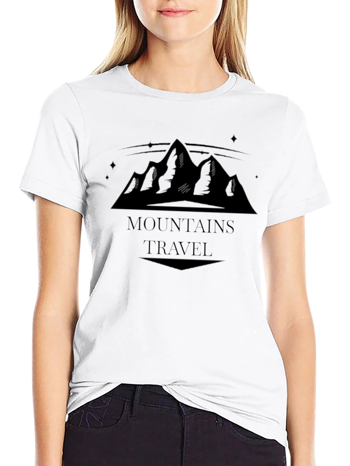 Mountains Travel Black Graphic T-Shirt
