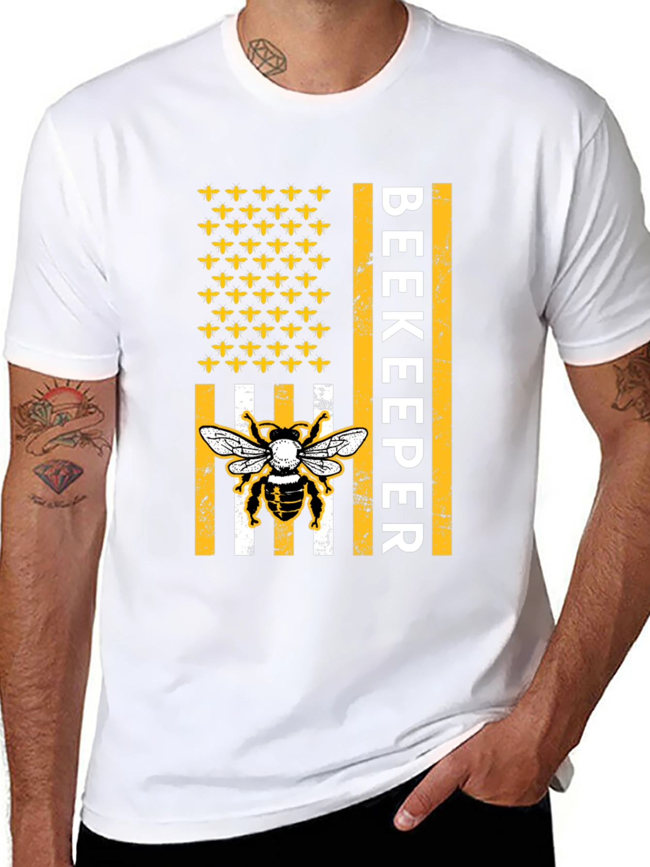 Beekeeper American Flag Bee T-Shirt