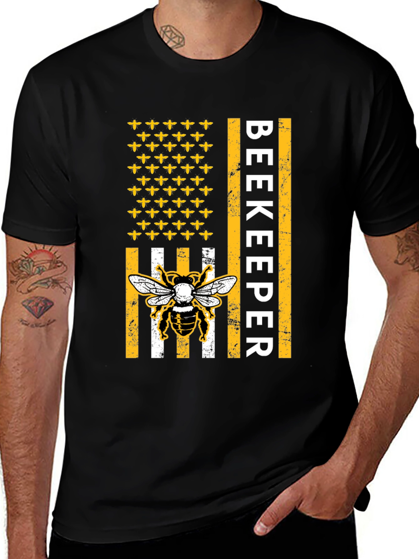 Beekeeper American Flag Bee T-Shirt