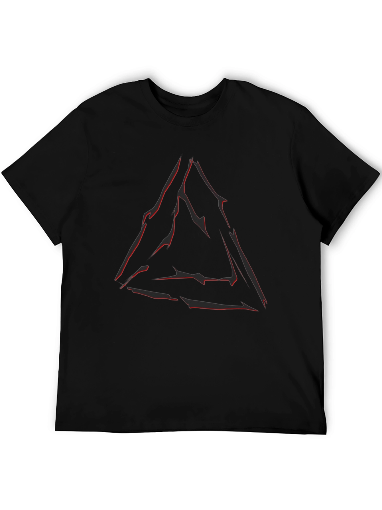Mens Black T-Shirt with Abstract Triangle Graphic