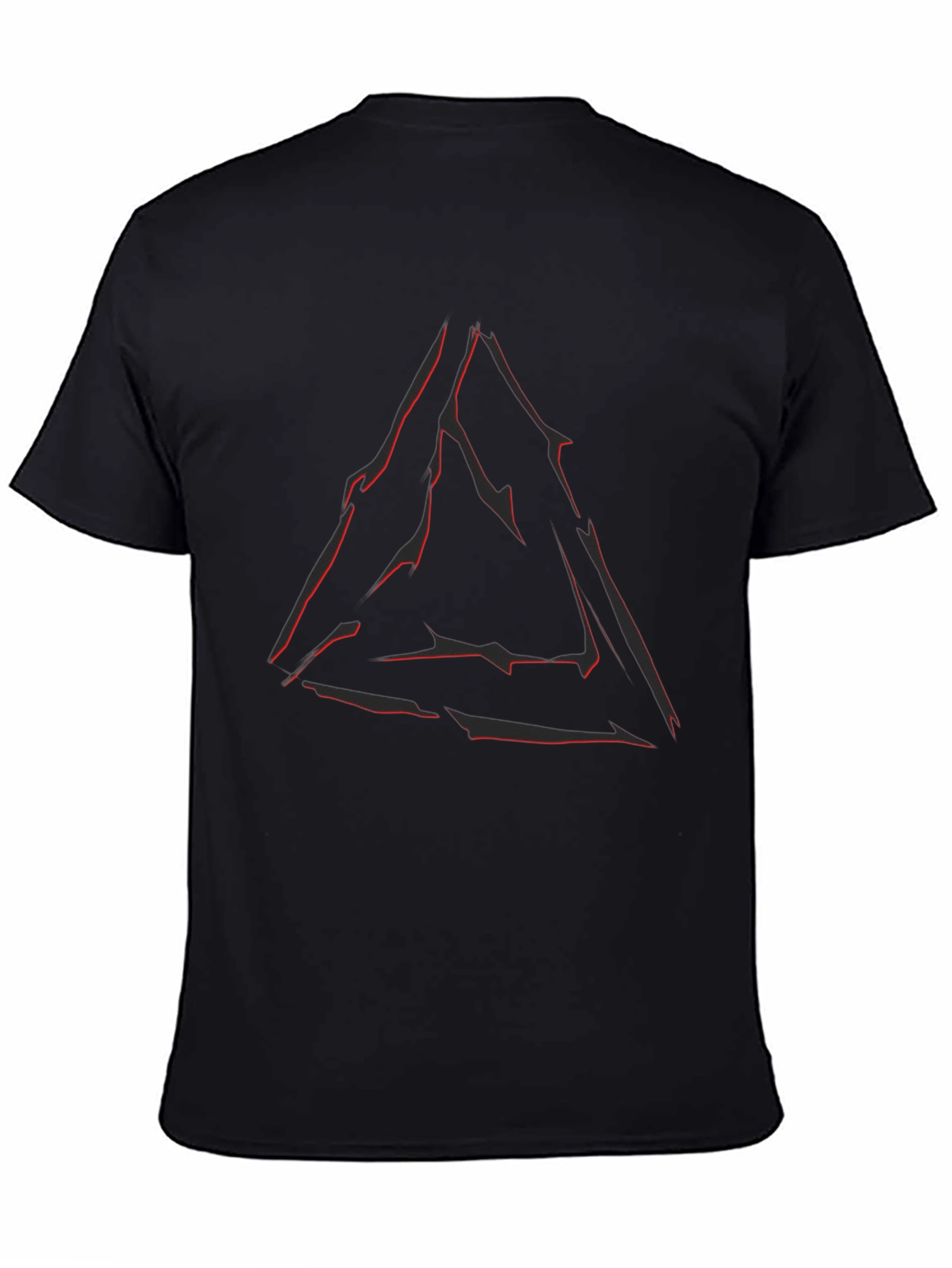 Mens Black T-Shirt with Abstract Triangle Graphic
