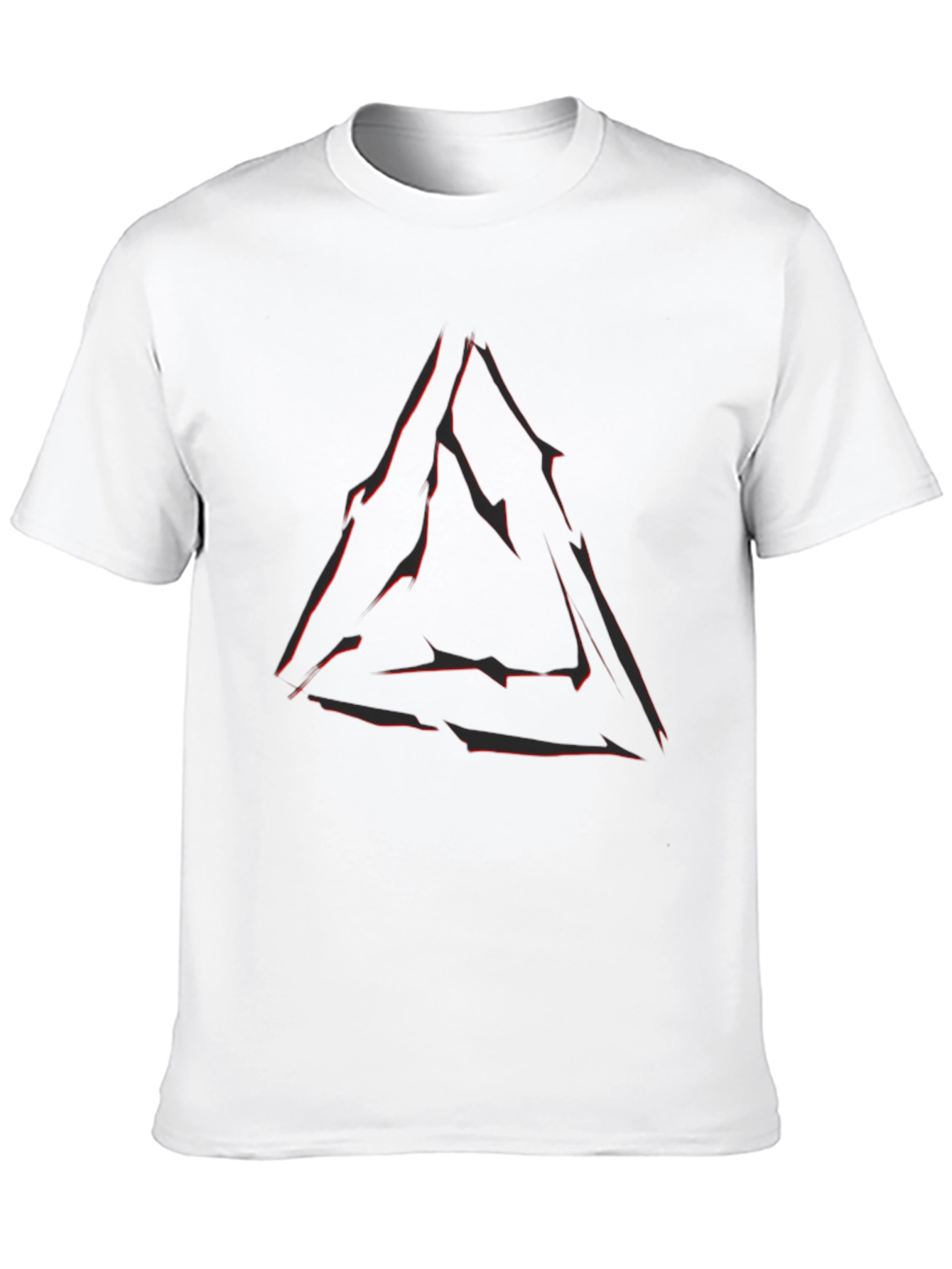 Mens Black T-Shirt with Abstract Triangle Graphic
