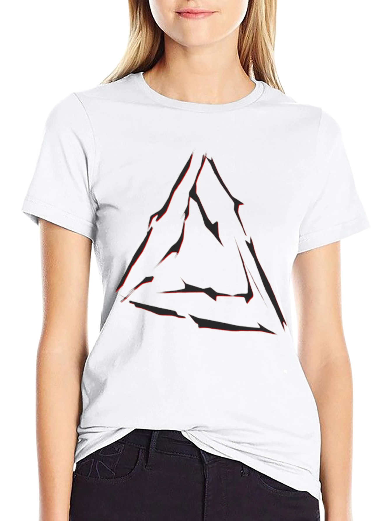 Mens Black T-Shirt with Abstract Triangle Graphic
