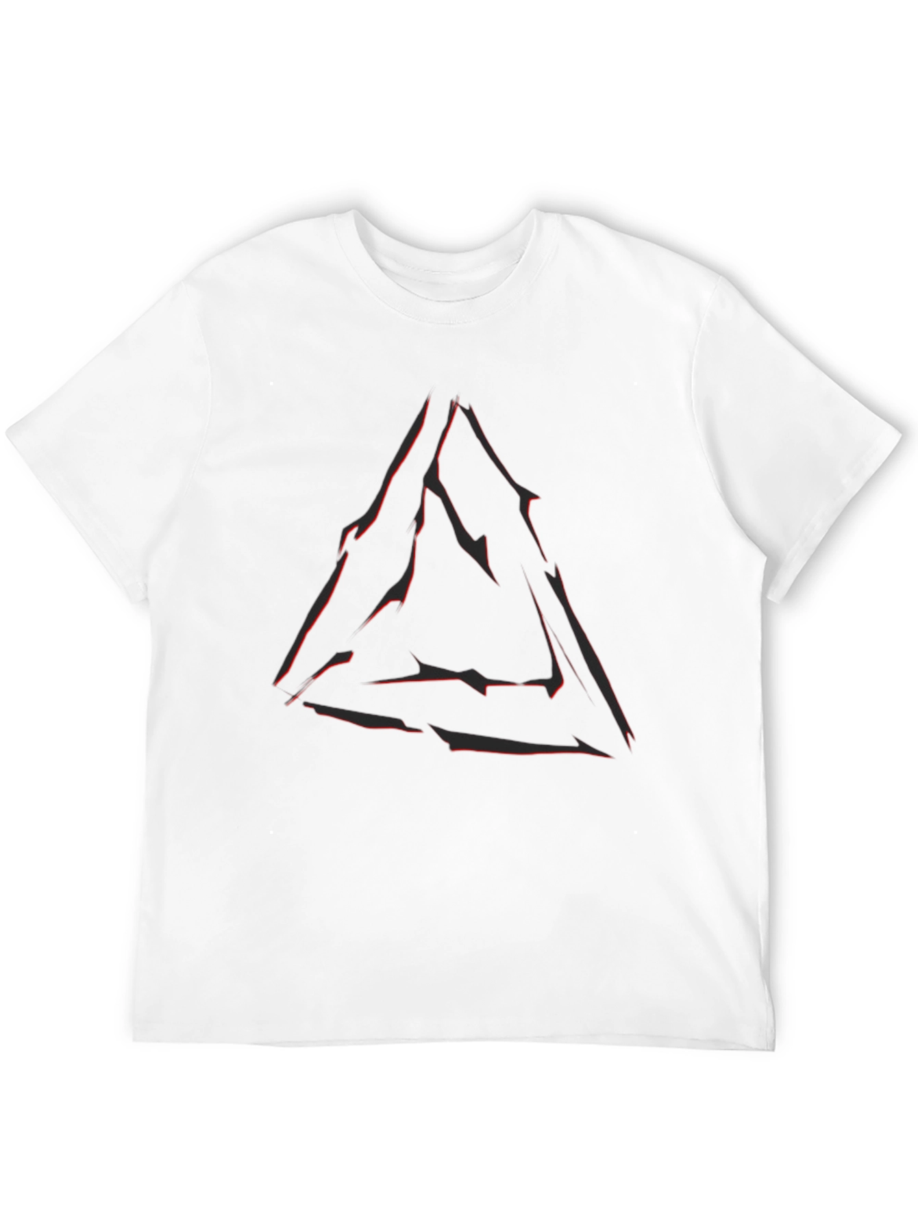 Mens Black T-Shirt with Abstract Triangle Graphic