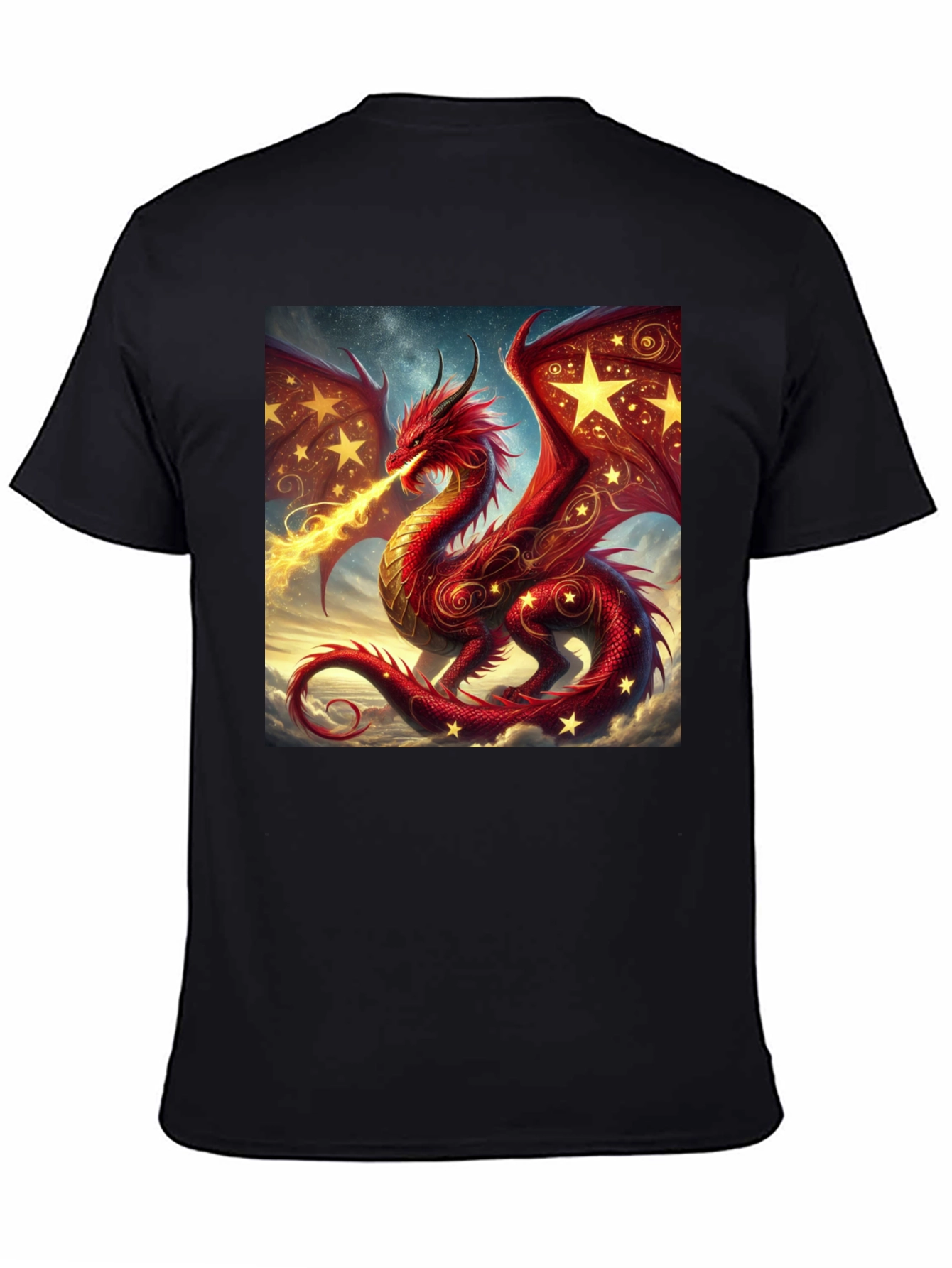 Fiery Dragon Graphic Tee - Fantasy Style